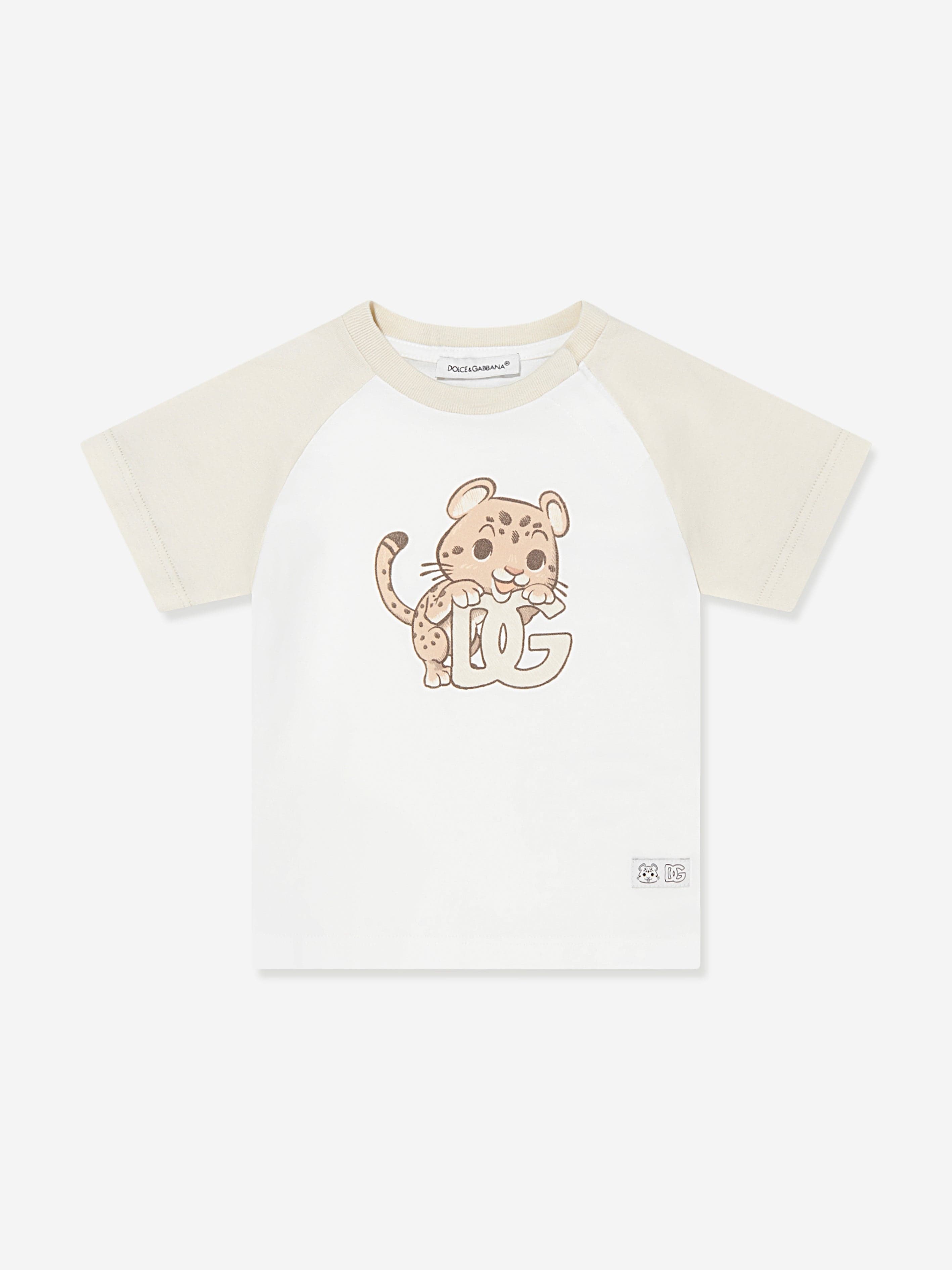 Dolce & Gabbana Baby Boys Leopard Cub Logo T-Shirt in White