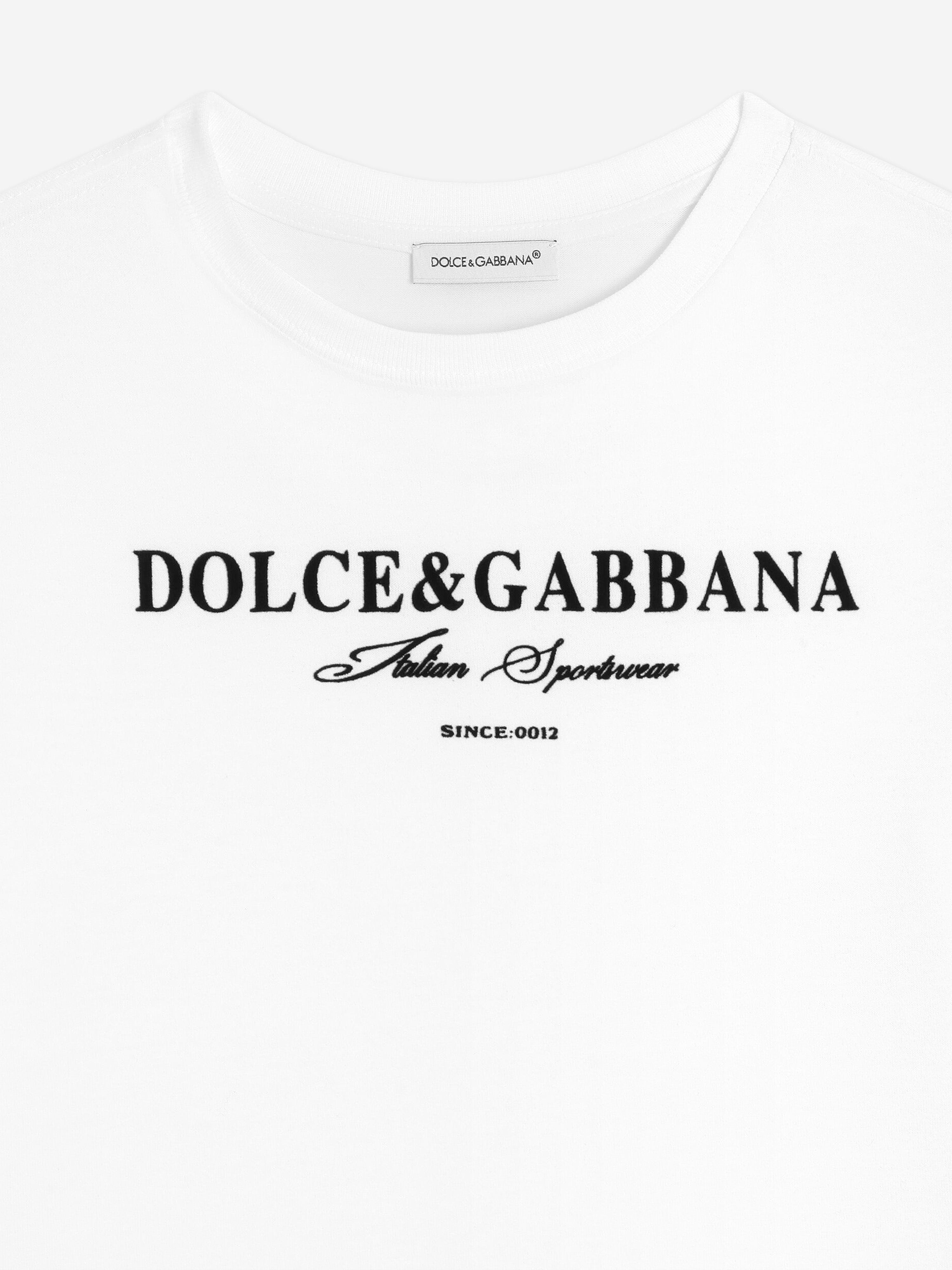 Dolce & Gabbana Boys Flock Logo T-Shirt in White