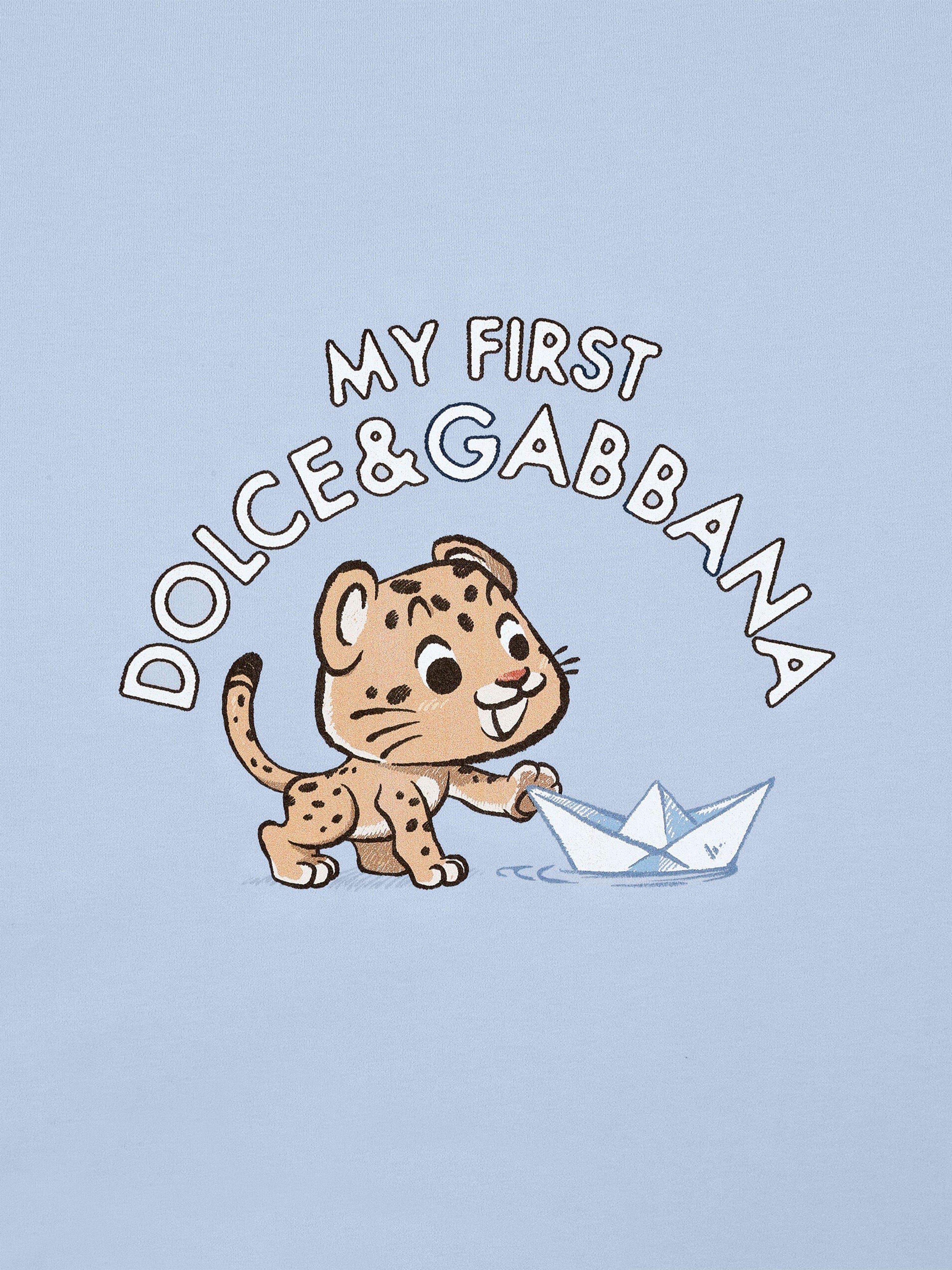 Dolce & Gabbana Baby Boys Leopard Cub Logo Blanket in Blue (74cm)