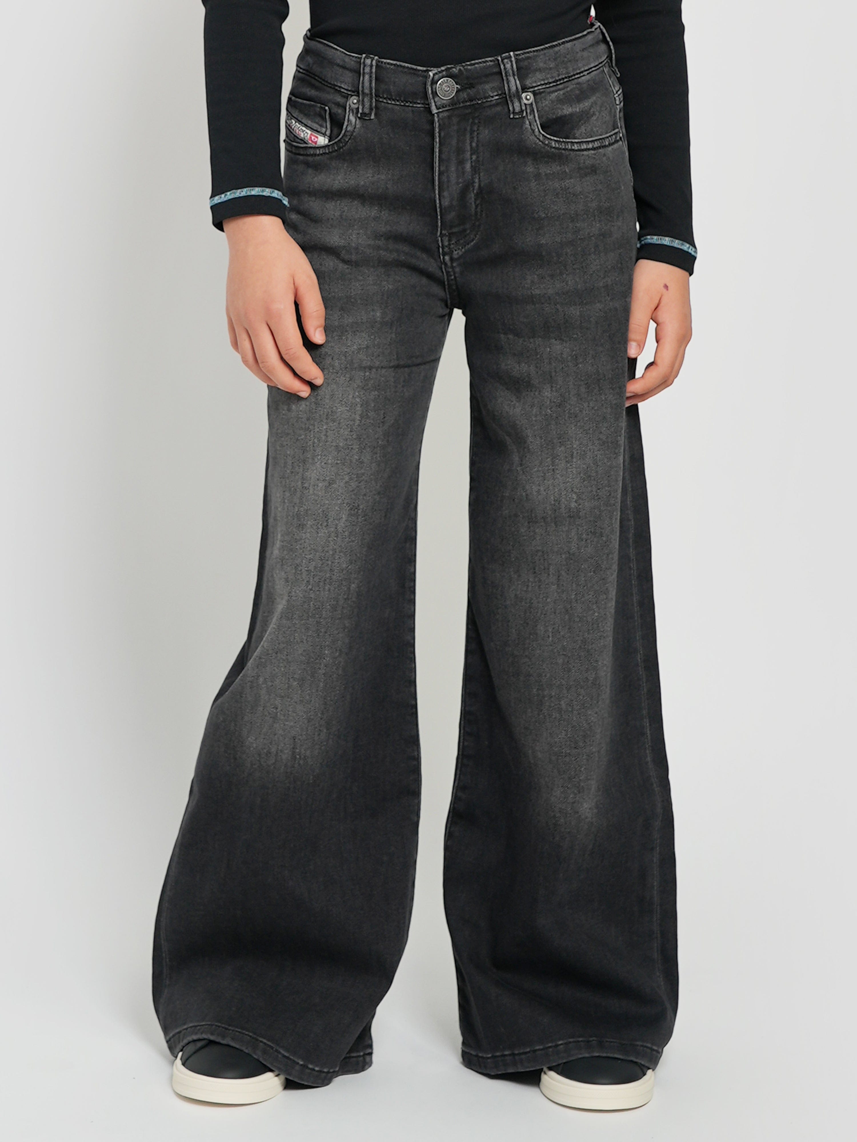 Diesel Girls Wide Leg Jeans in Black