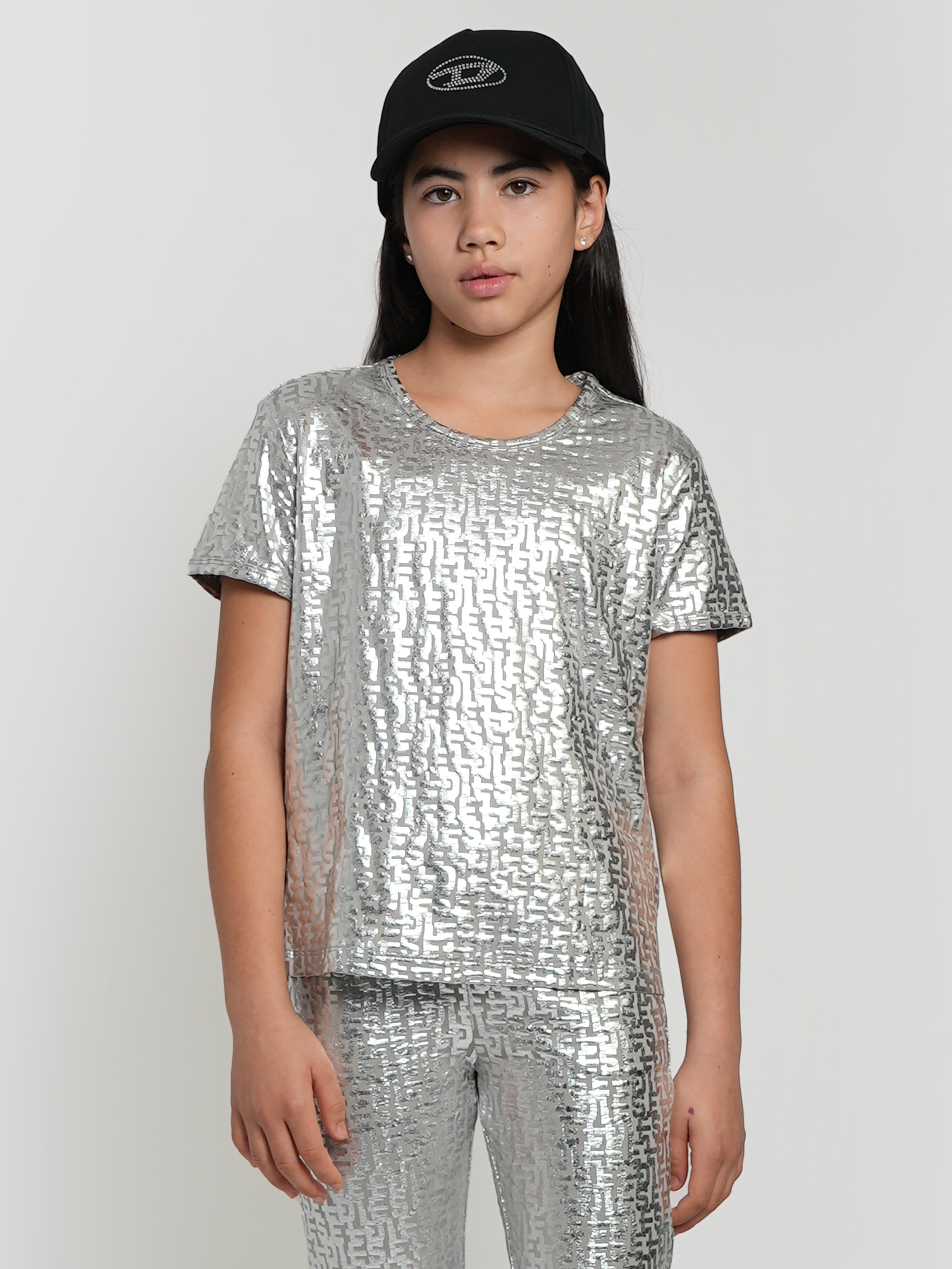 Diesel Girls Branded T-Shirt in Silver