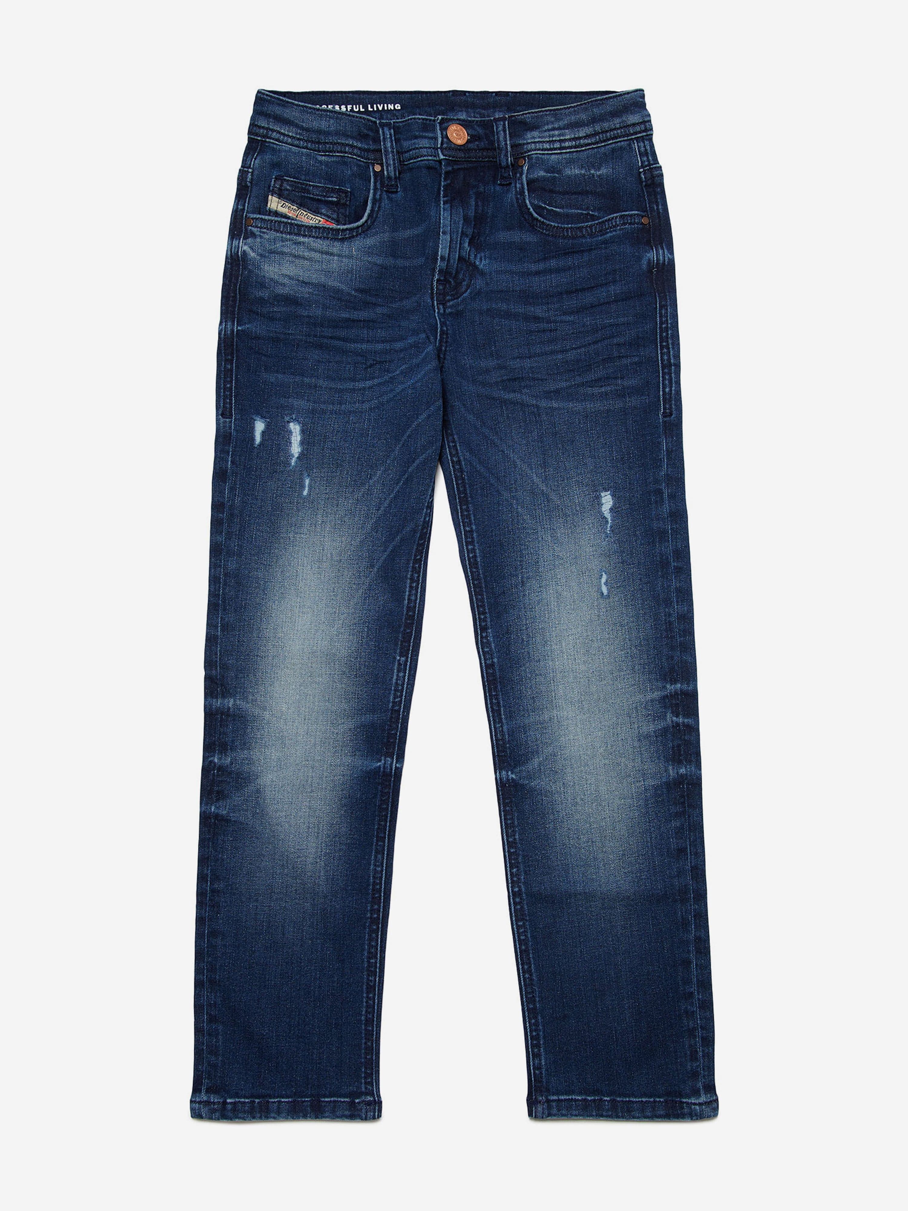 Diesel Boys Distressed Regular Jeans in Blue