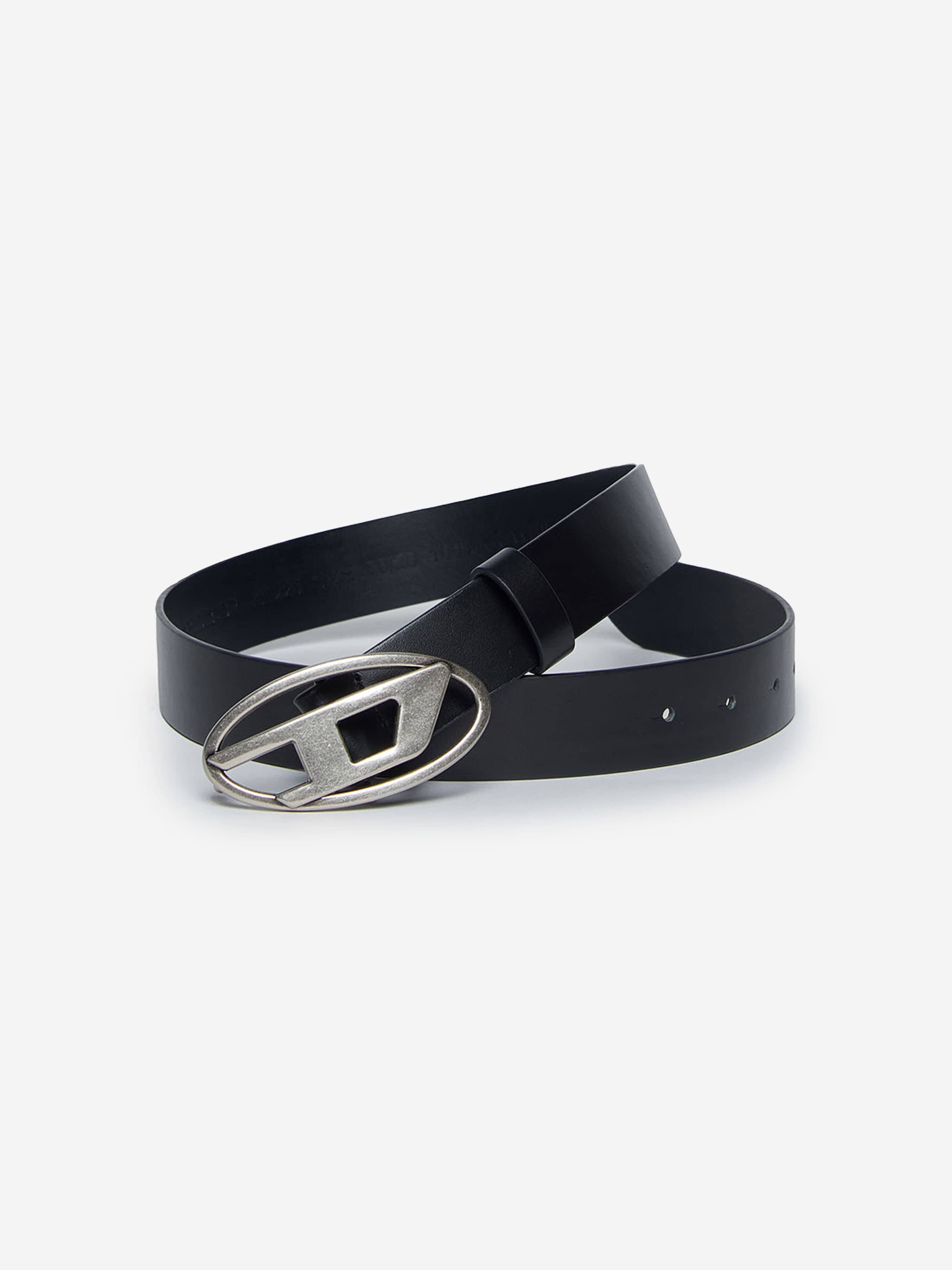 Diesel Kids Leather Oval D Belt in Black