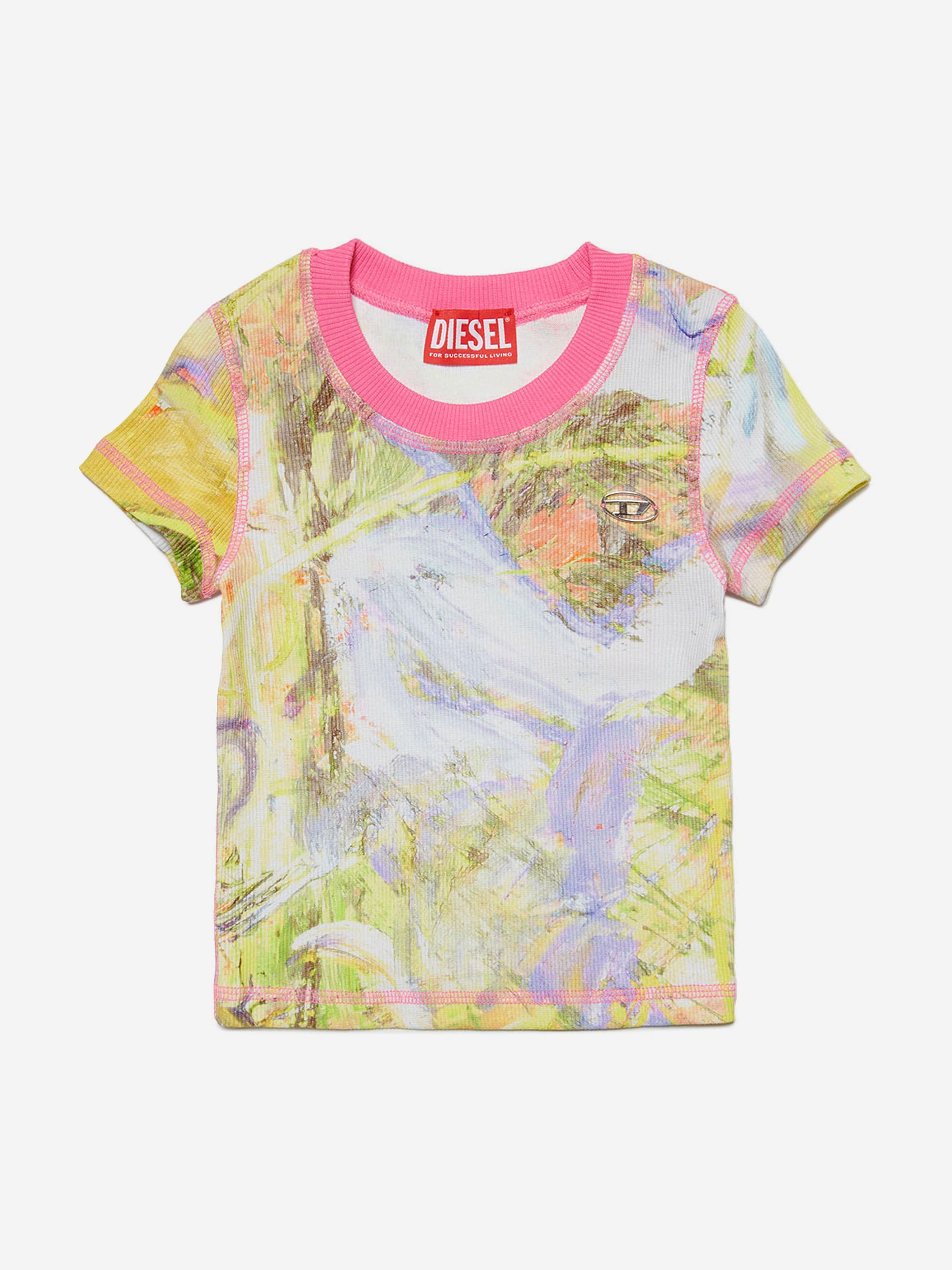 Diesel Girls Abstract Print T-Shirt in Multicolour