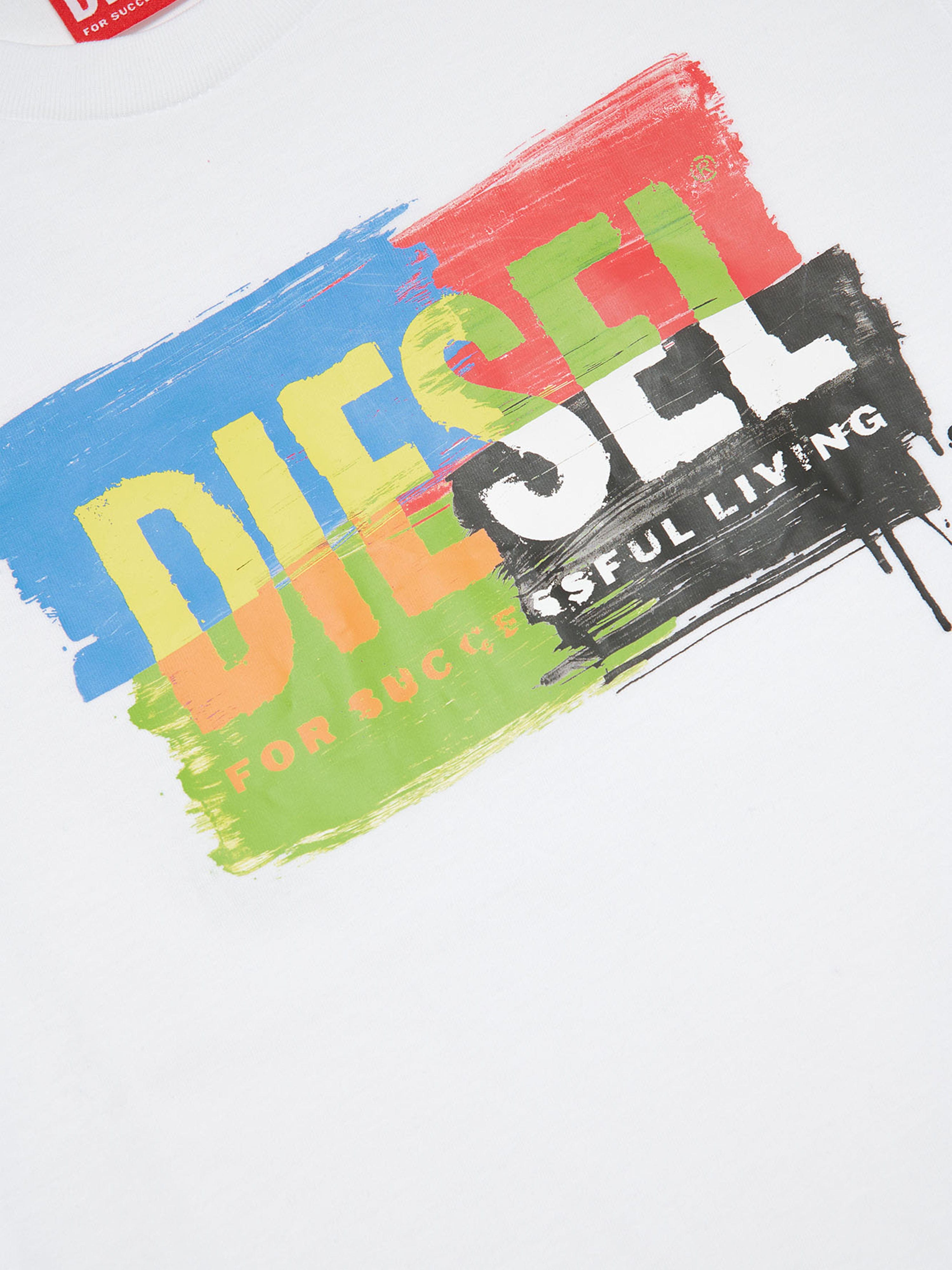 Diesel Kids Logo Print T-Shirt in White