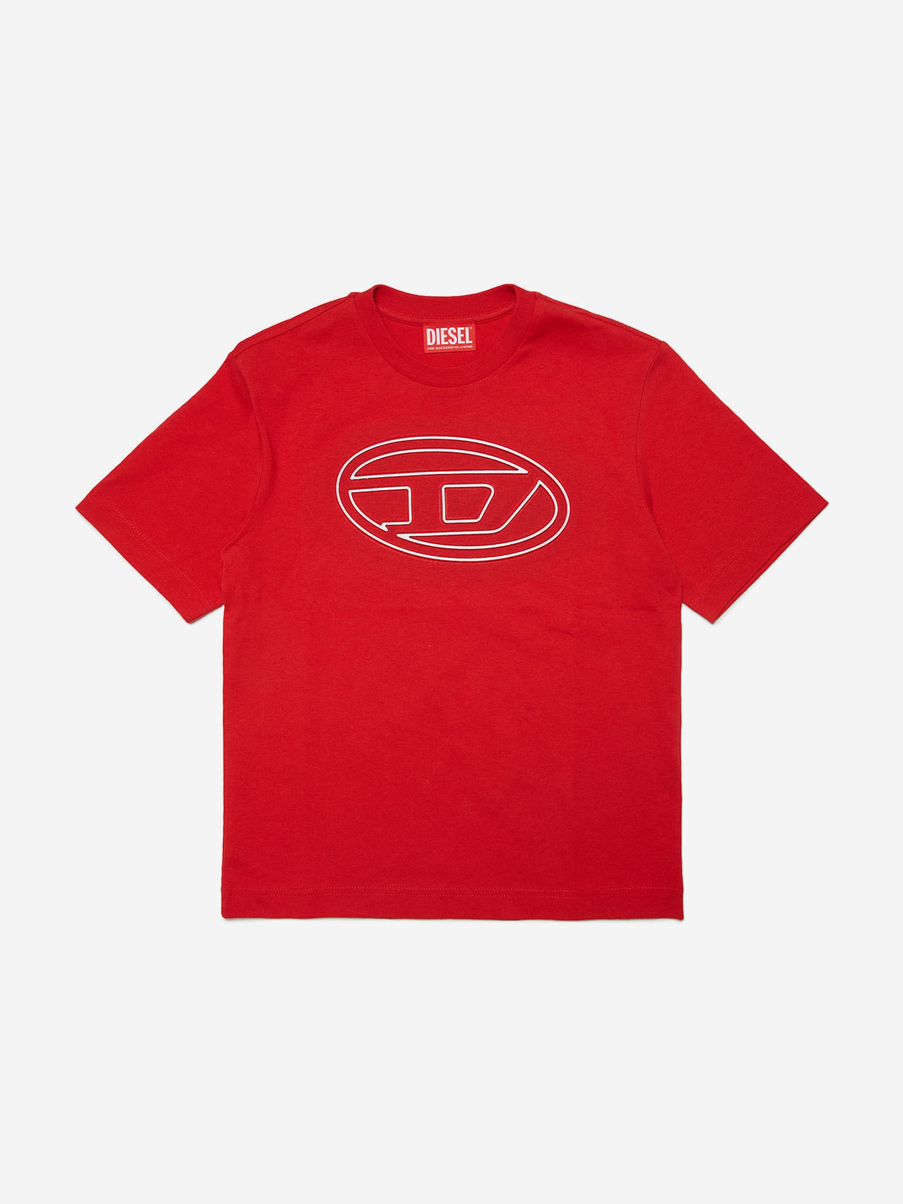 Diesel Boys Logo T-Shirt in Red