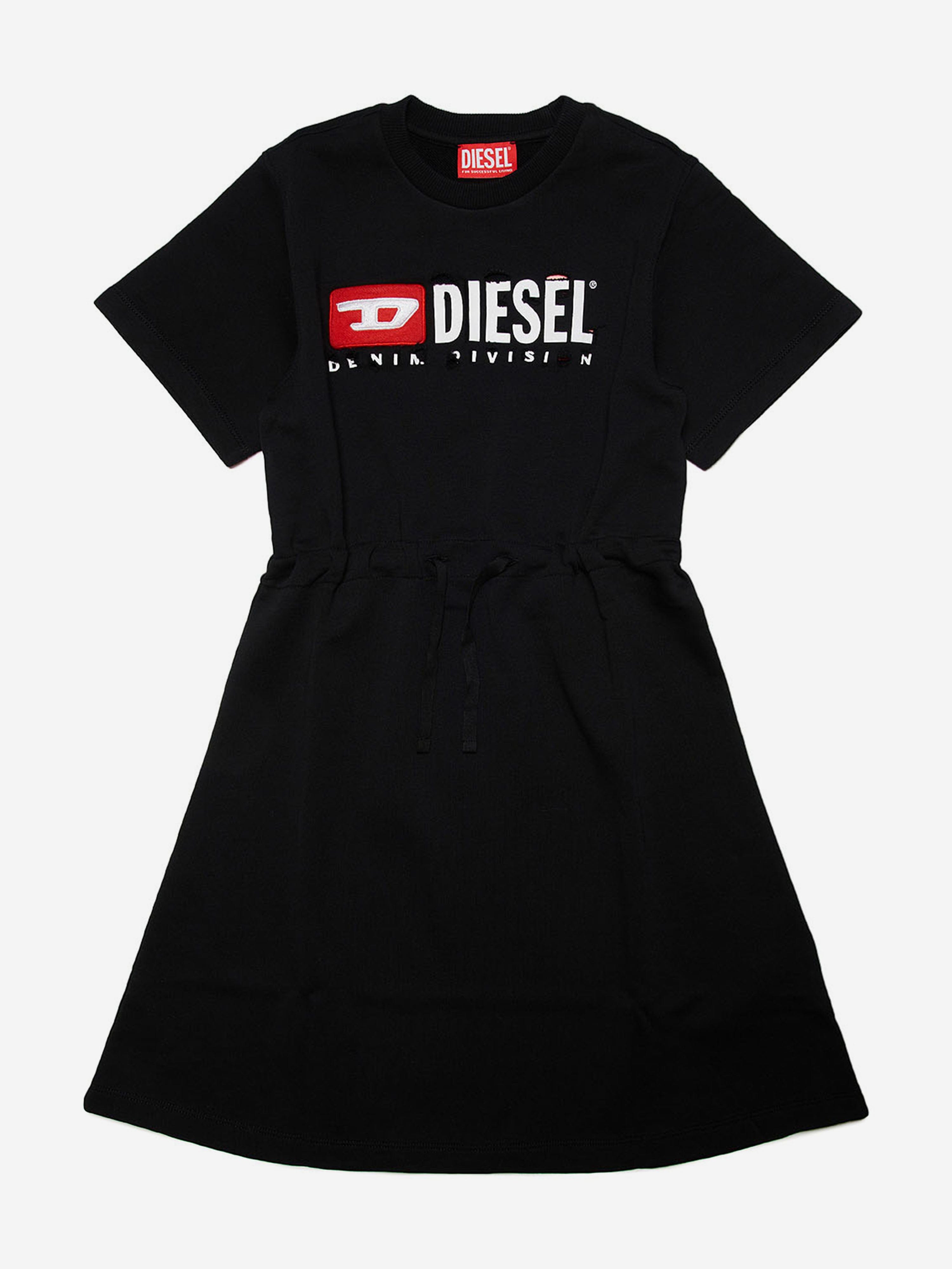 Diesel Girls Logo Jersey Dress in Black