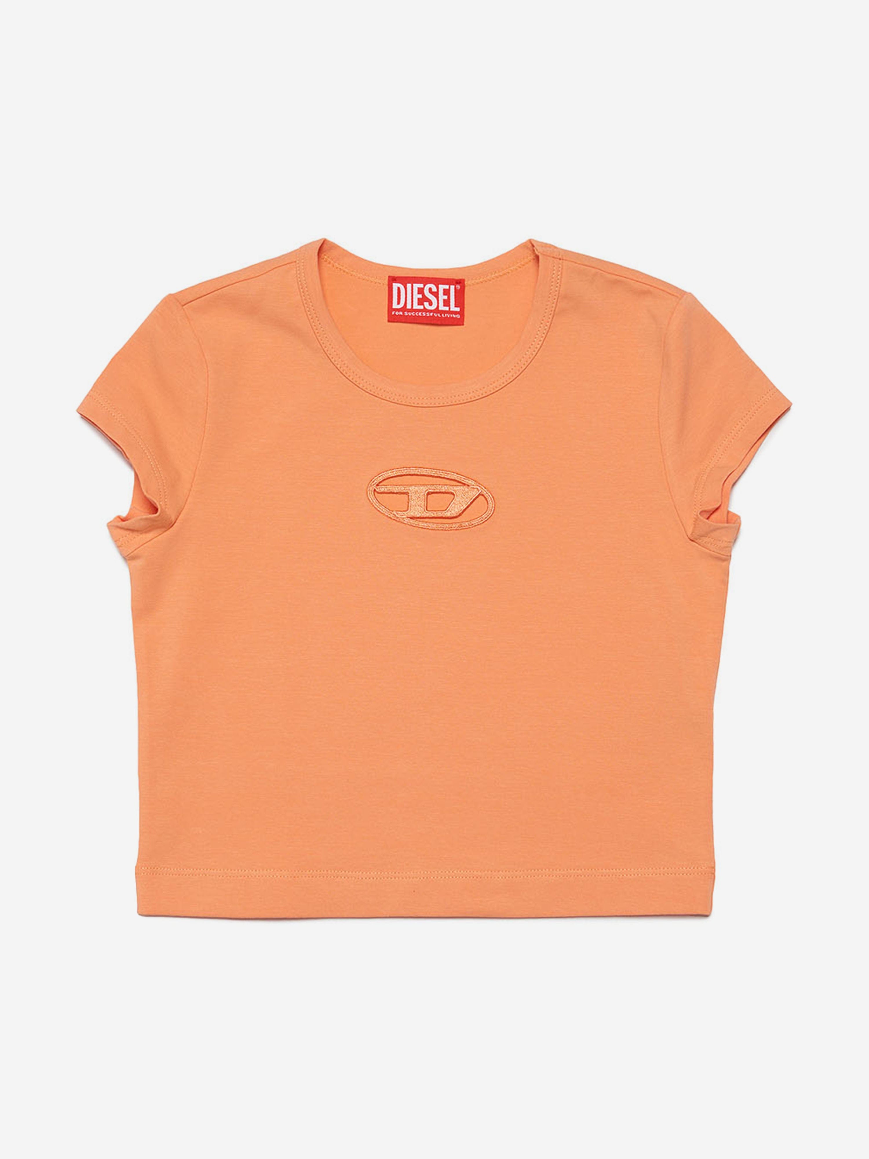 Diesel Girls Logo T-Shirt in Orange