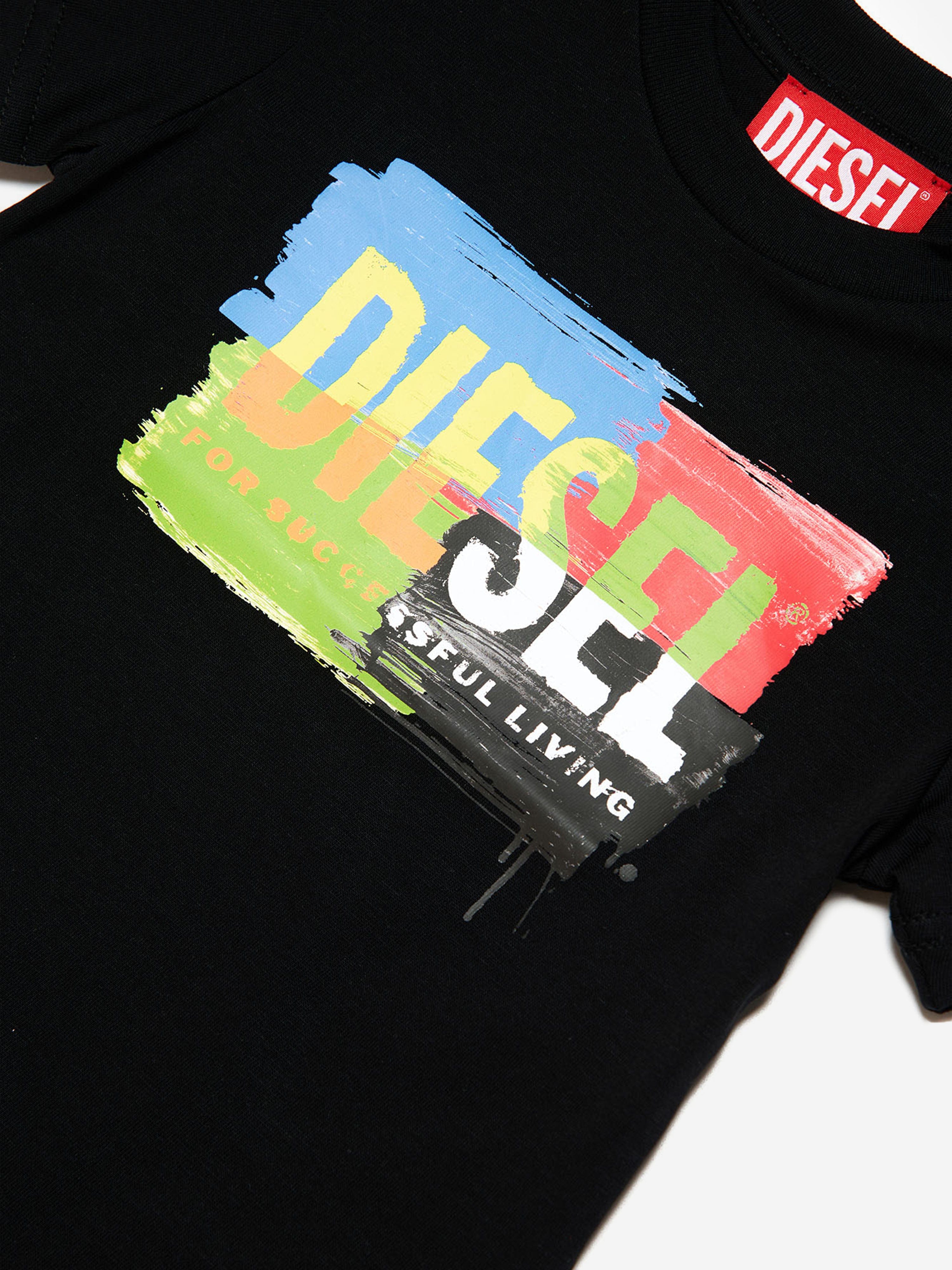 Diesel Baby Logo Print T-Shirt in Black