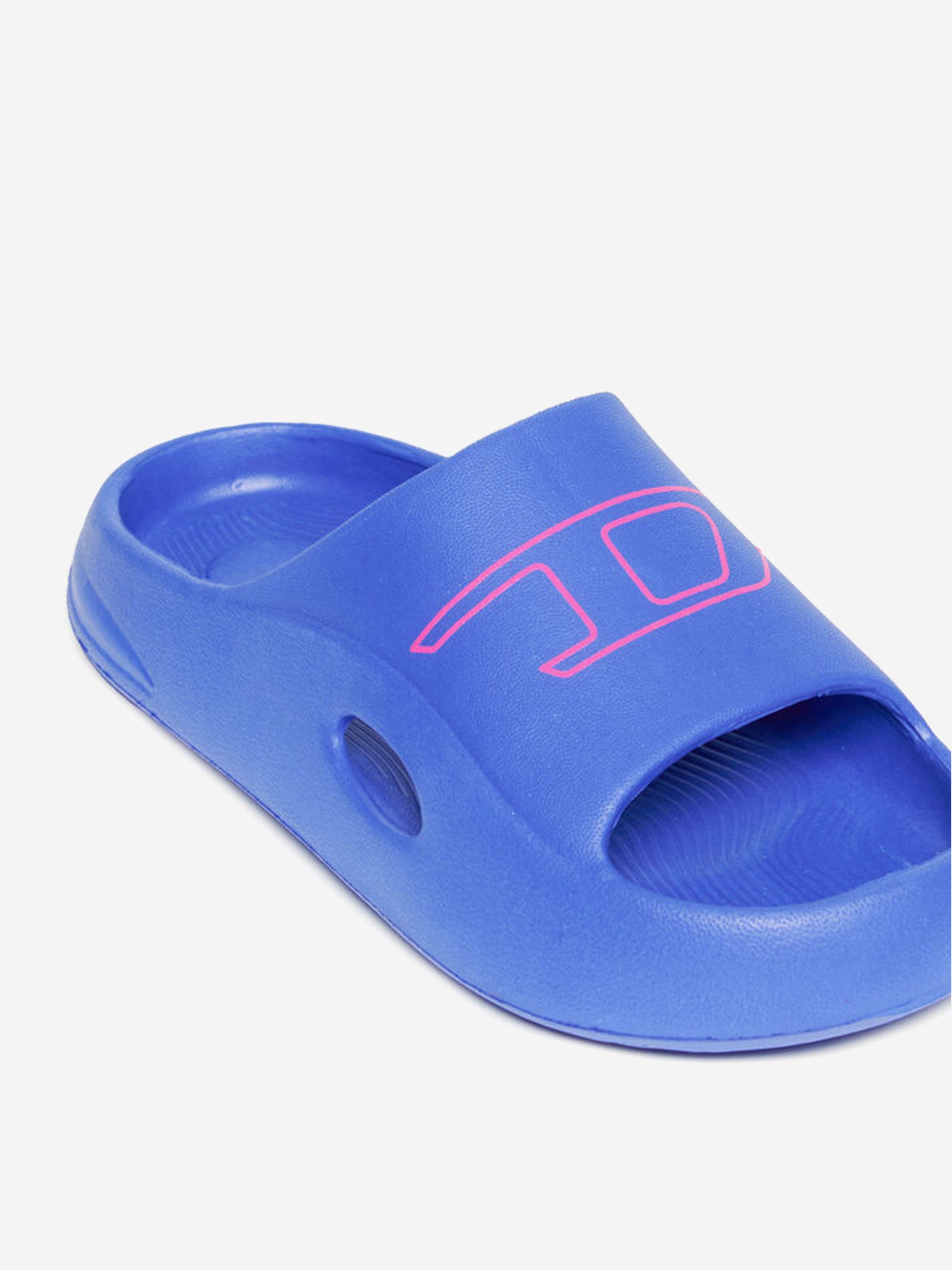 Diesel Kids Logo Sliders in Blue