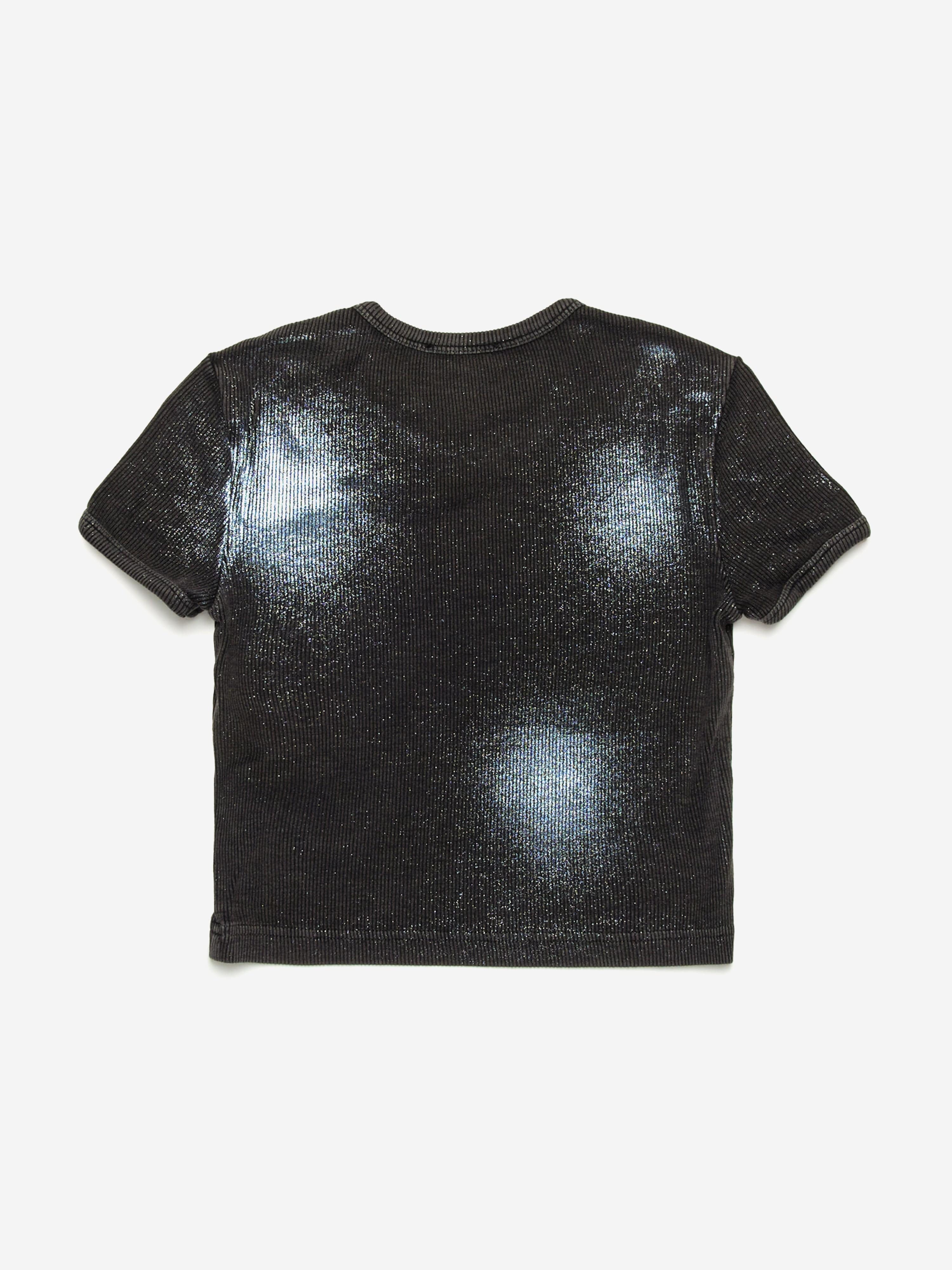 Diesel Girls Metallic Shimmer Oval D T-Shirt in Black