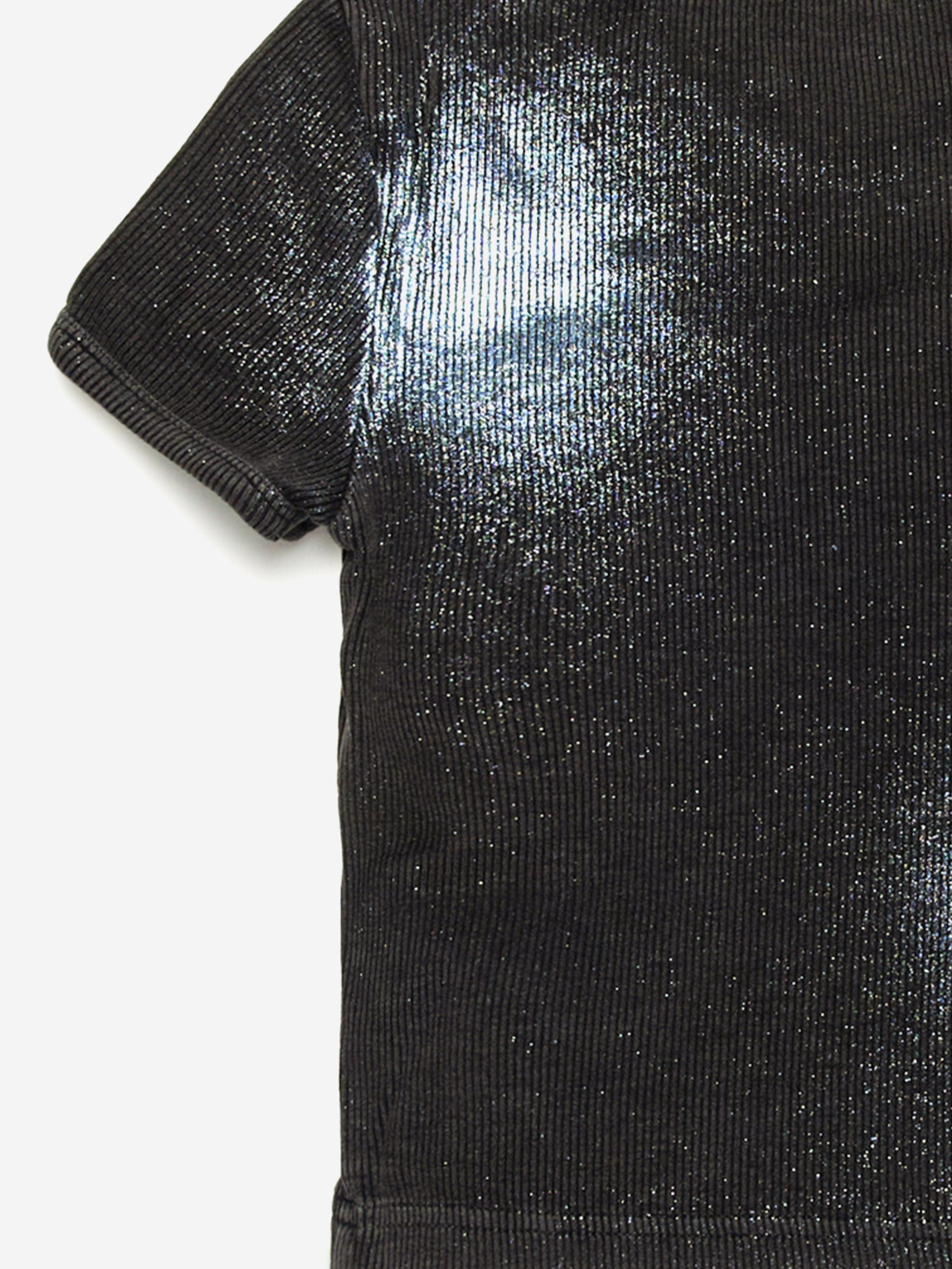 Diesel Girls Metallic Shimmer Oval D T-Shirt in Black