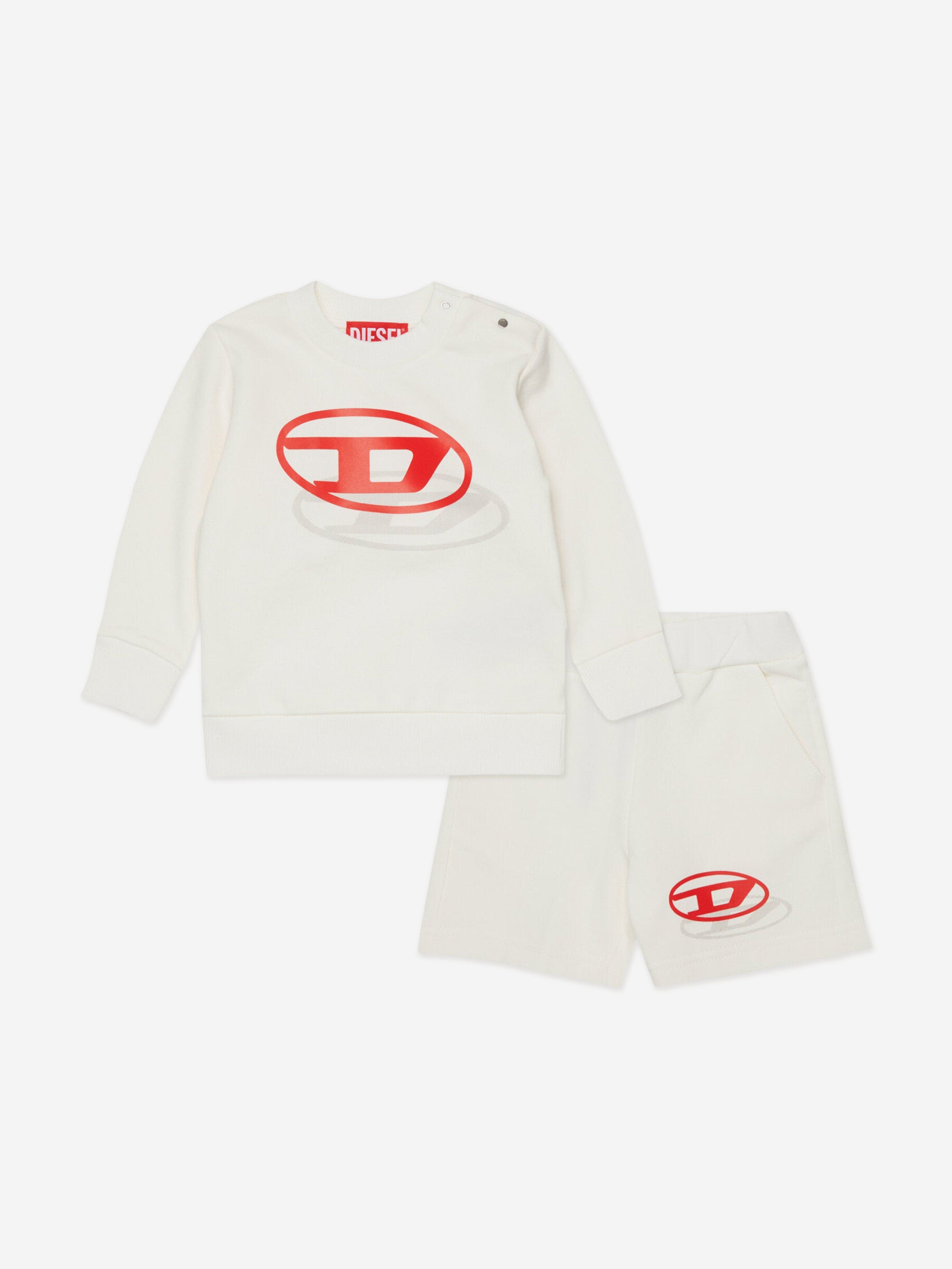Diesel Baby Boys Logo Short Set in Ivory