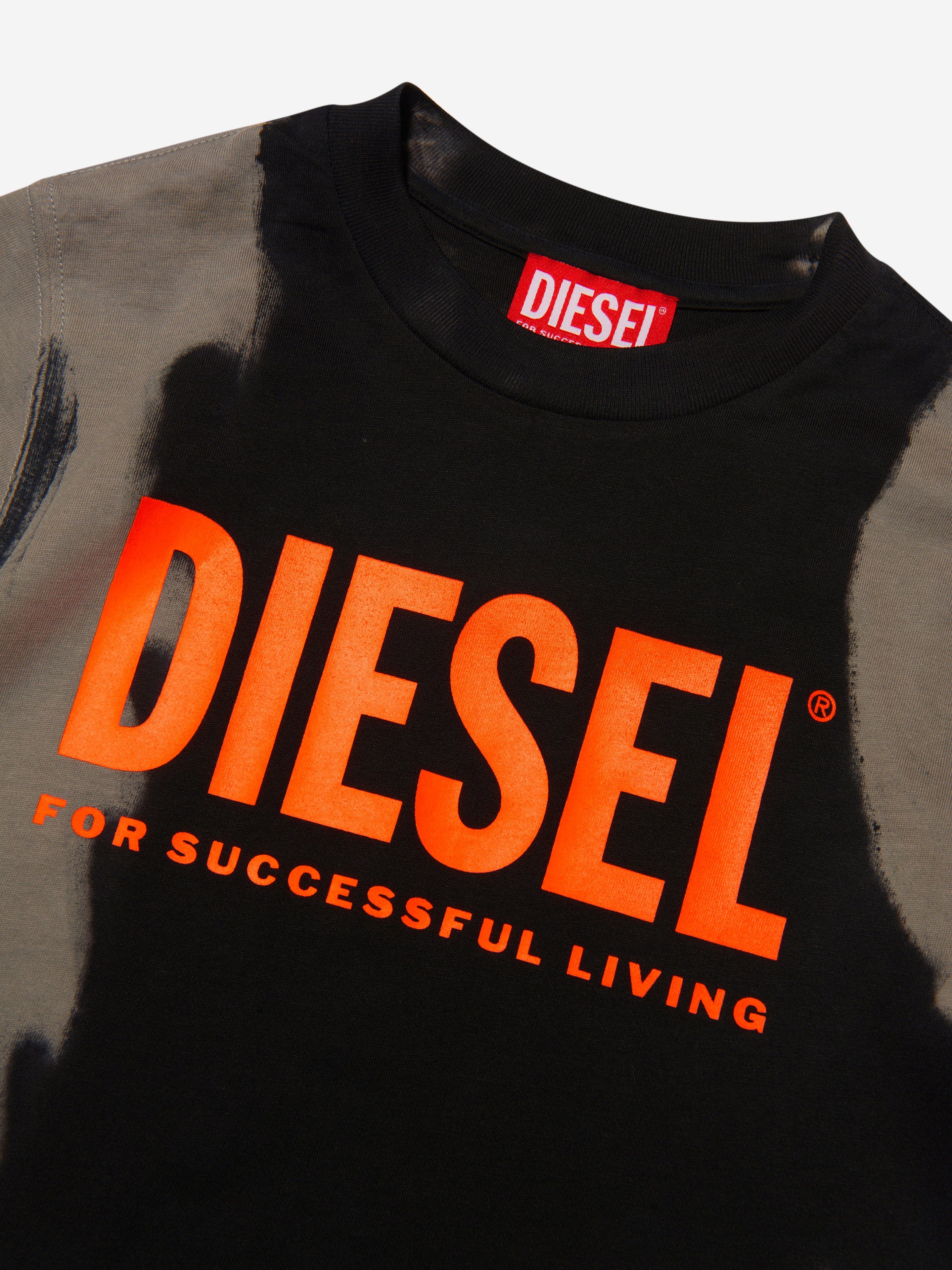 Diesel Kids Paint Effect Logo T-Shirt