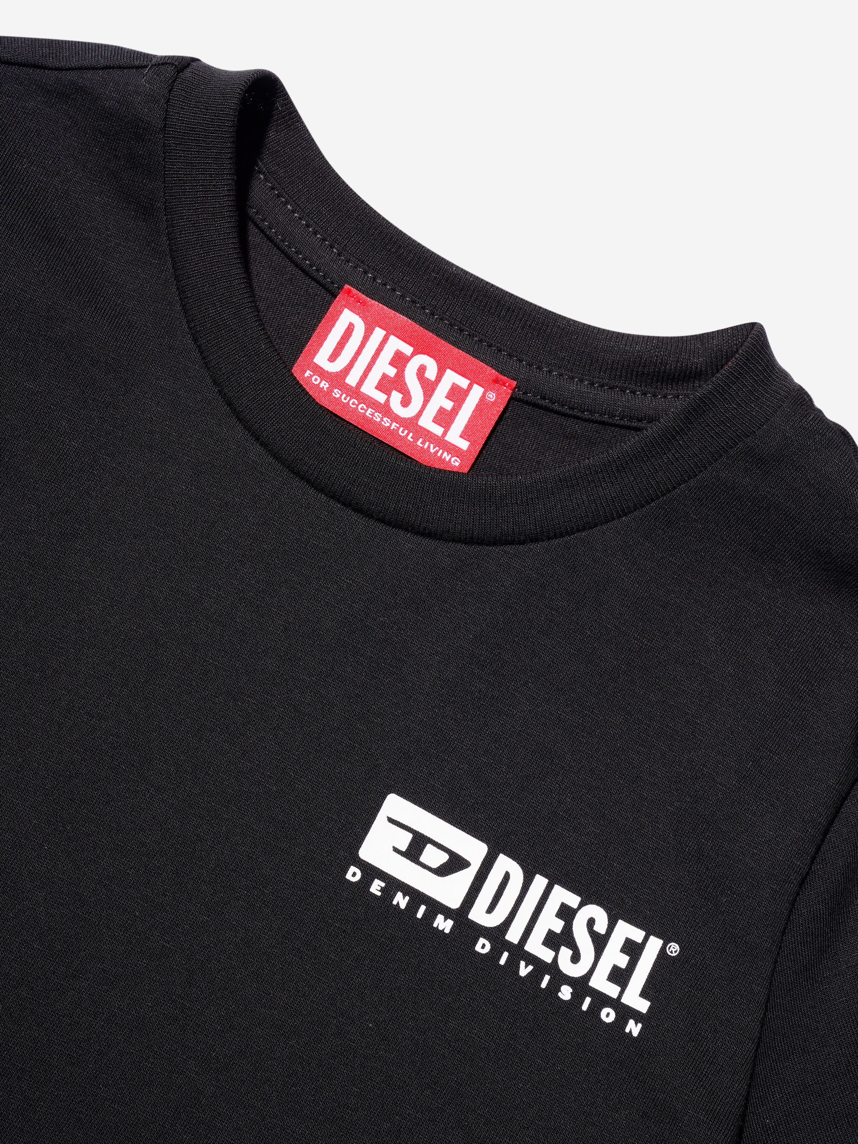 Diesel Boys Logo Print T-Shirt in Black