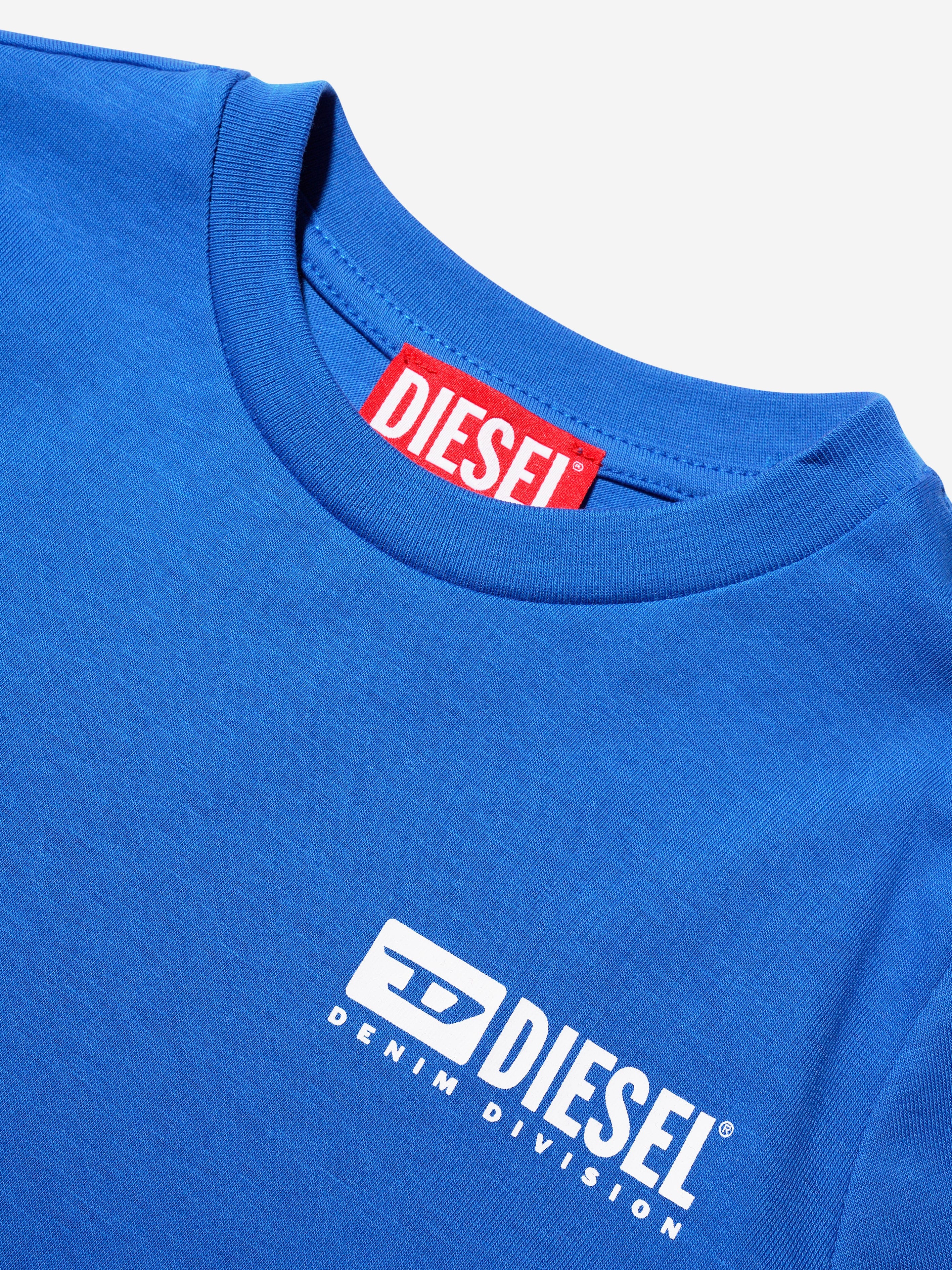 Diesel Boys Logo Print T-Shirt in Blue