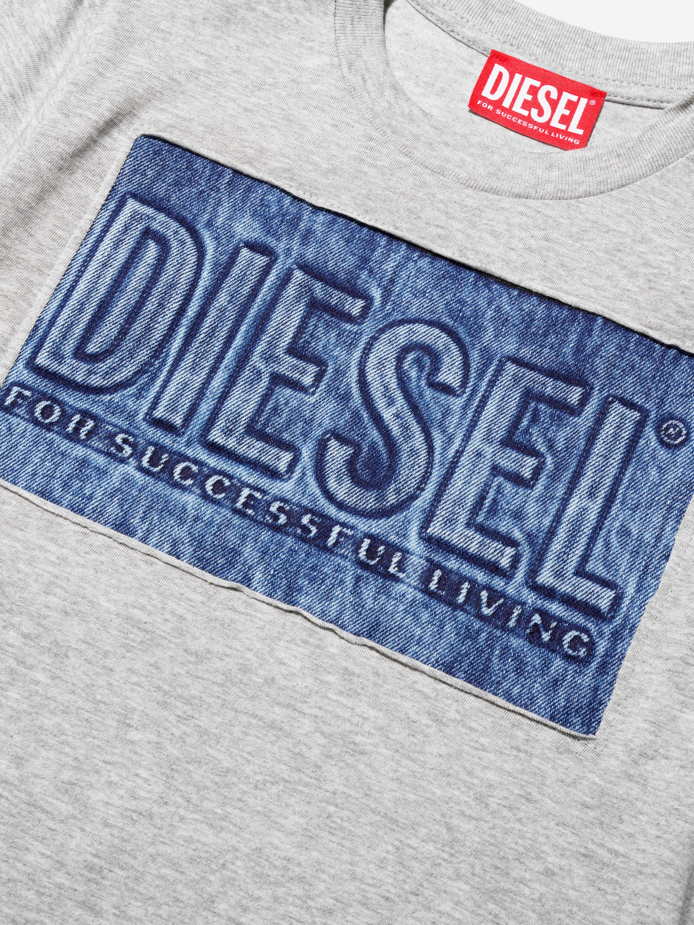 Diesel Boys Logo T-Shirt in Grey