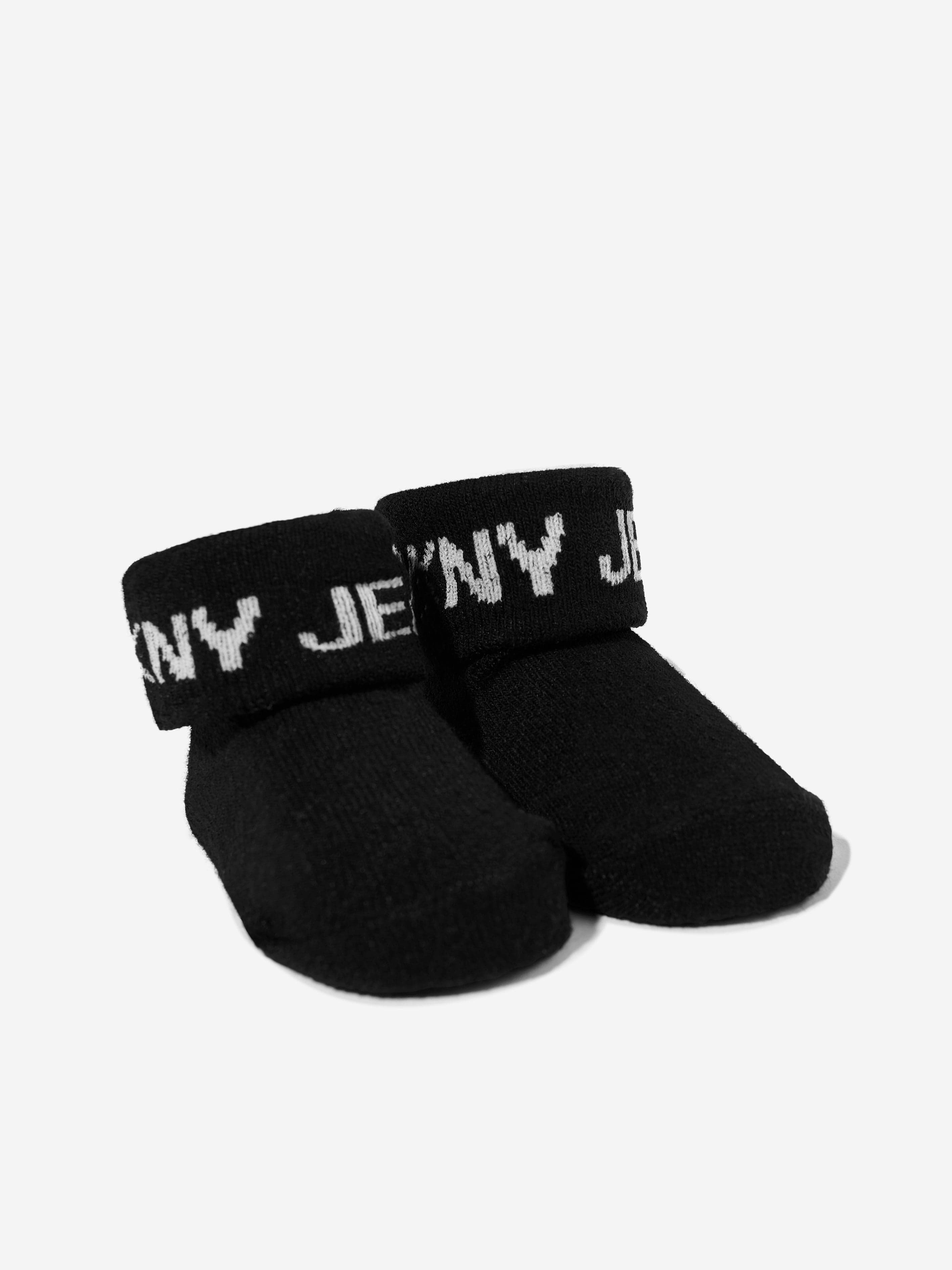 DKNY Baby Pom Pom Knitted Hat and Socks Set in Black