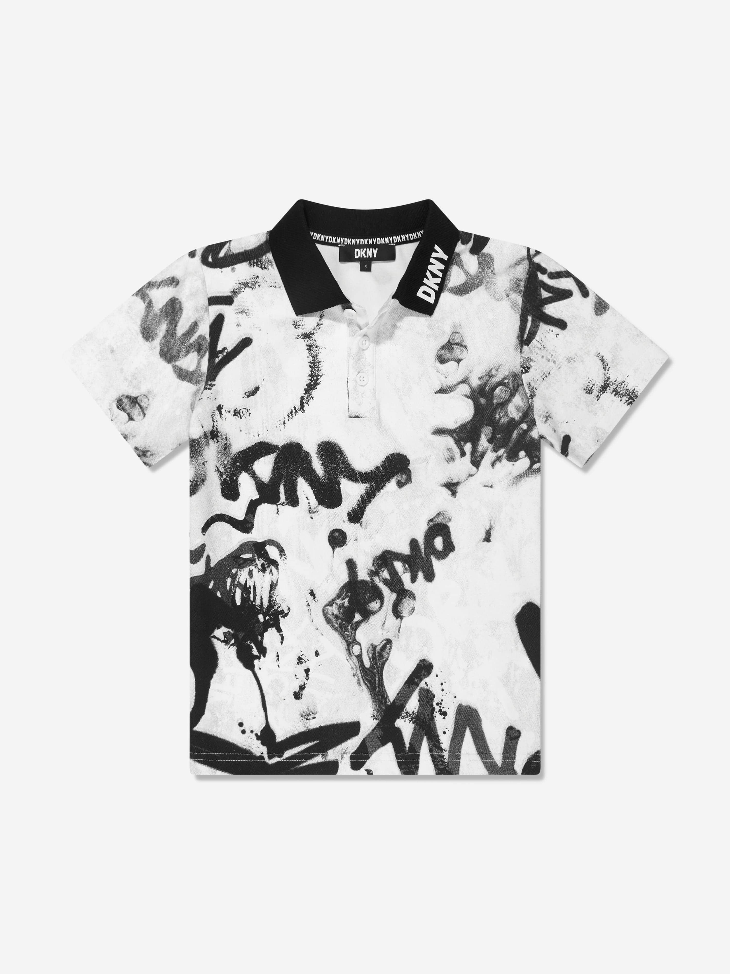 DKNY Boys Graffiti Polo Shirt in White