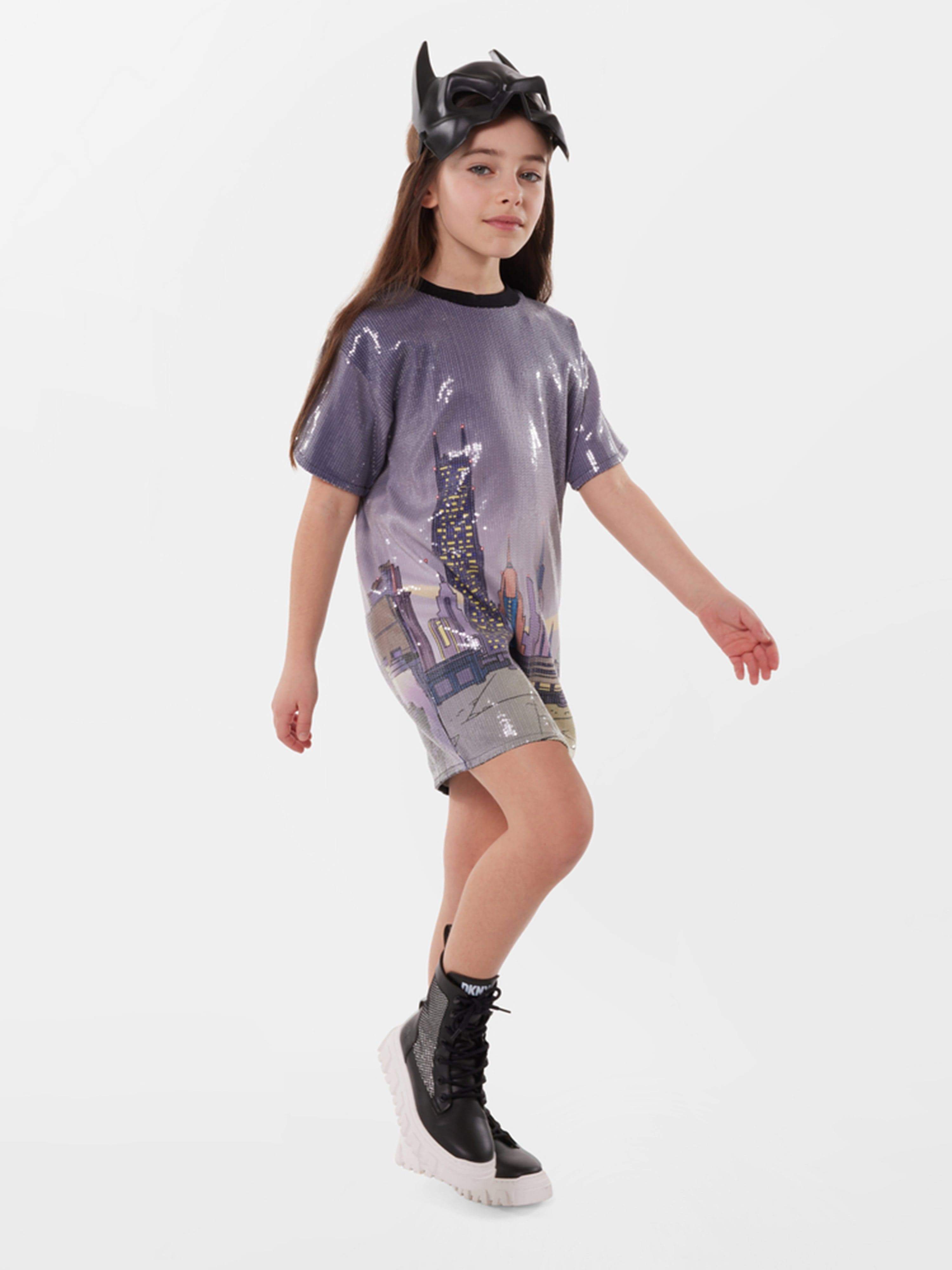 DKNY Girls Batman Sequin Dress in Multicolour