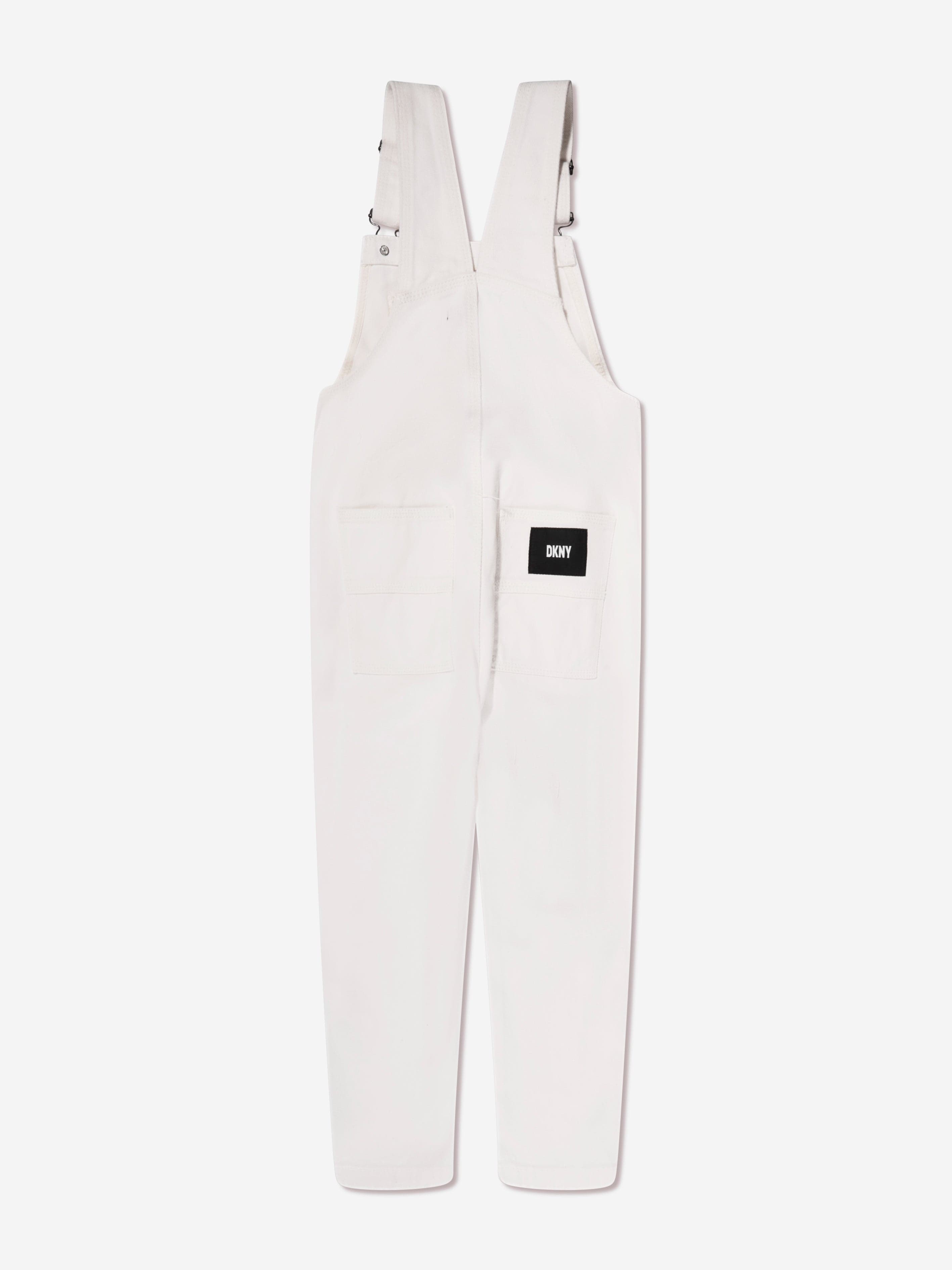 DKNY Kids Logo Dungarees in White