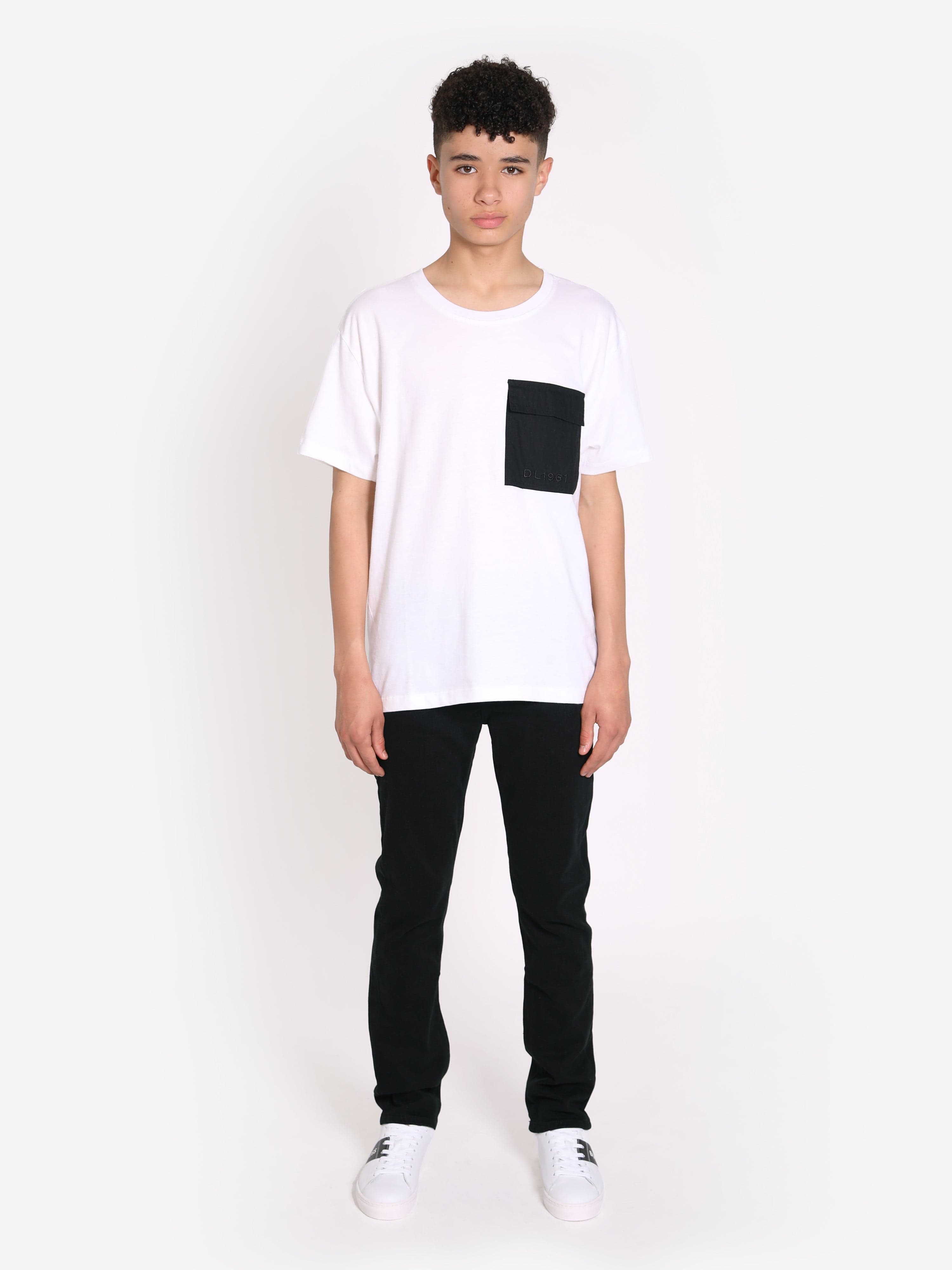 DL1961 Kids Logo Pocket T-Shirt in White