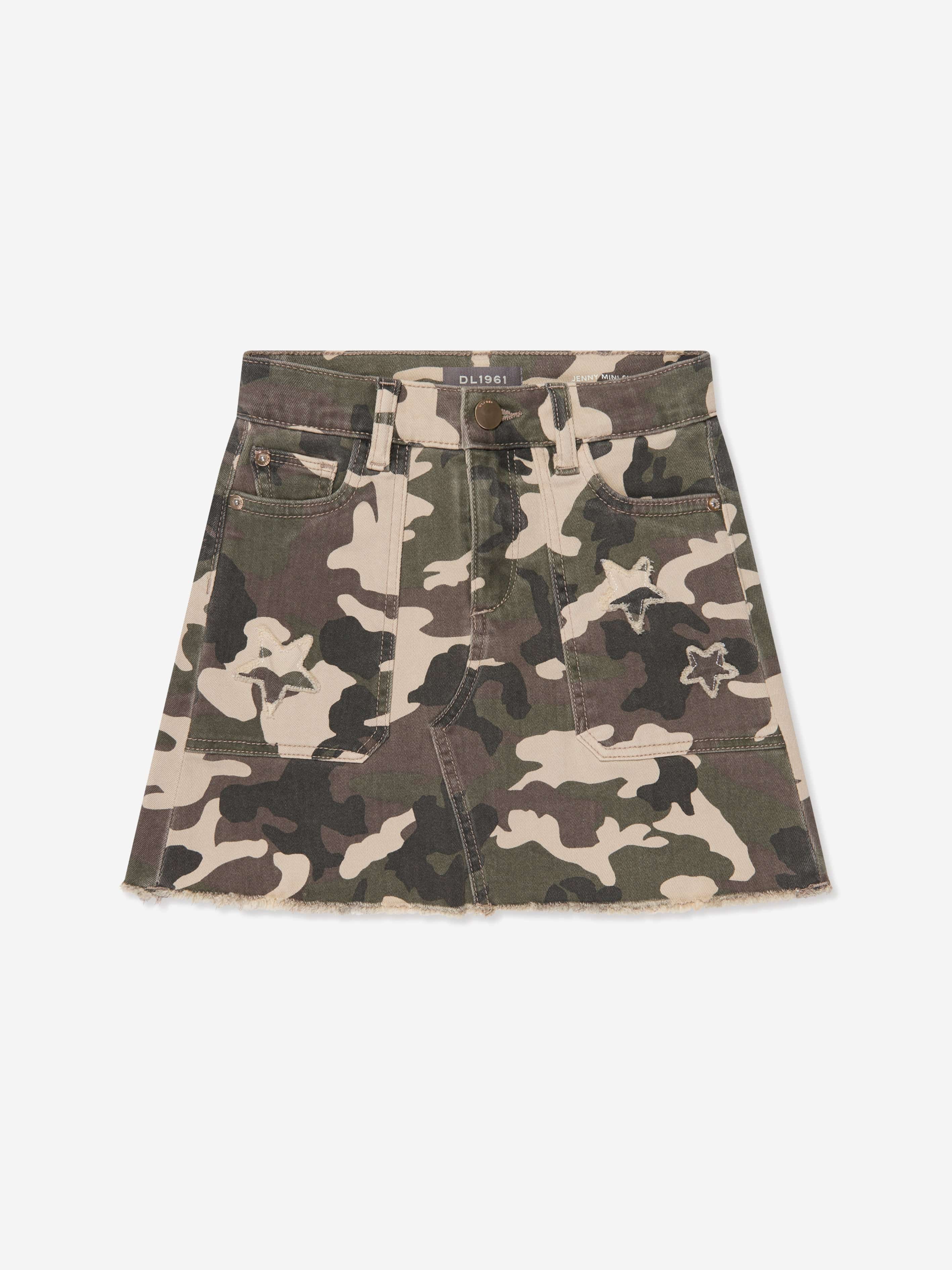 DL1961 Girls Jenny Camouflage Skirt in Green