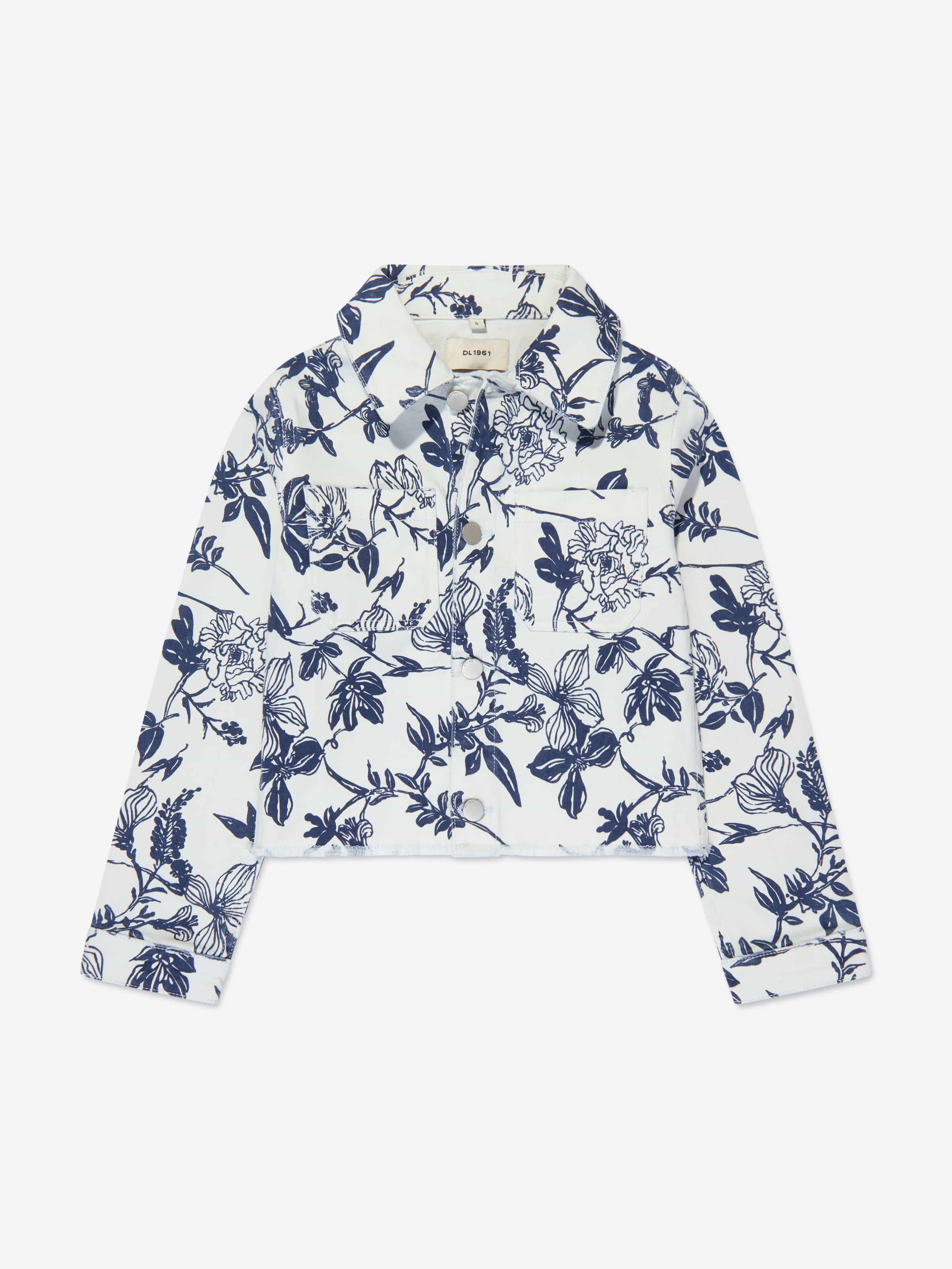 DL1961 Girls Floral Manning Jacket in White