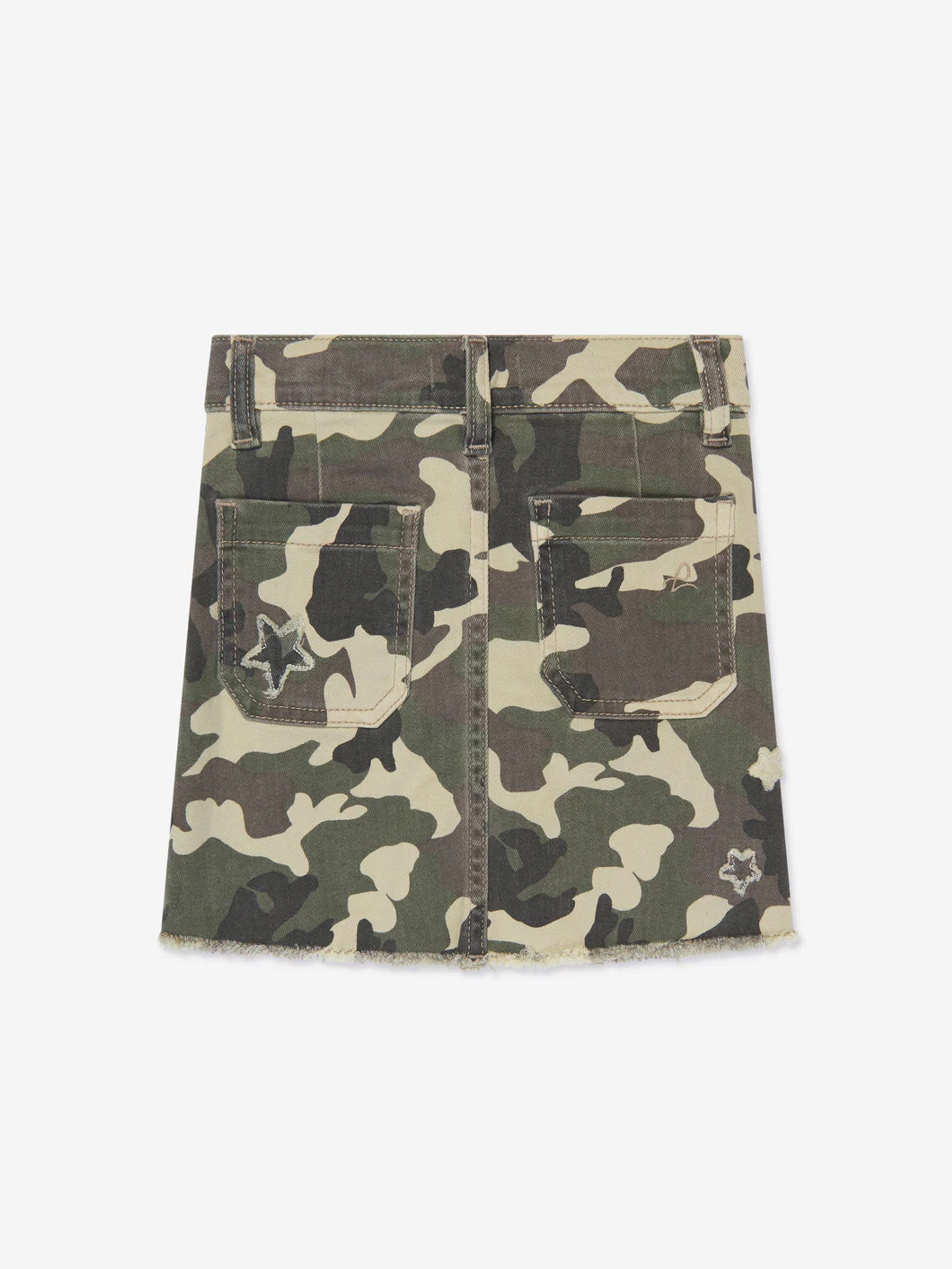 DL1961 Girls Jenny Camouflage Skirt in Green