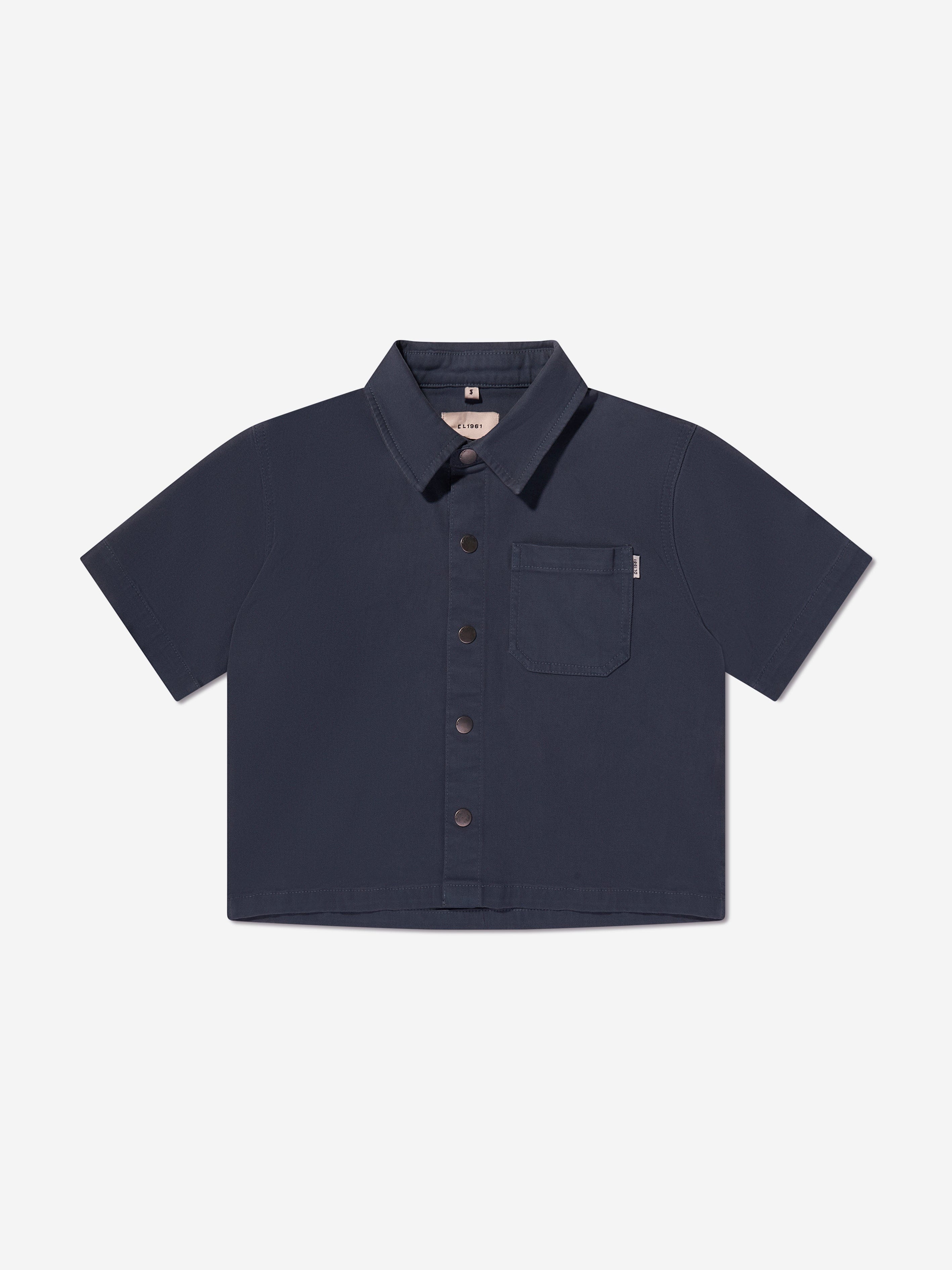 DL1961 Boys Short Sleeve Ash Shirt in Navy