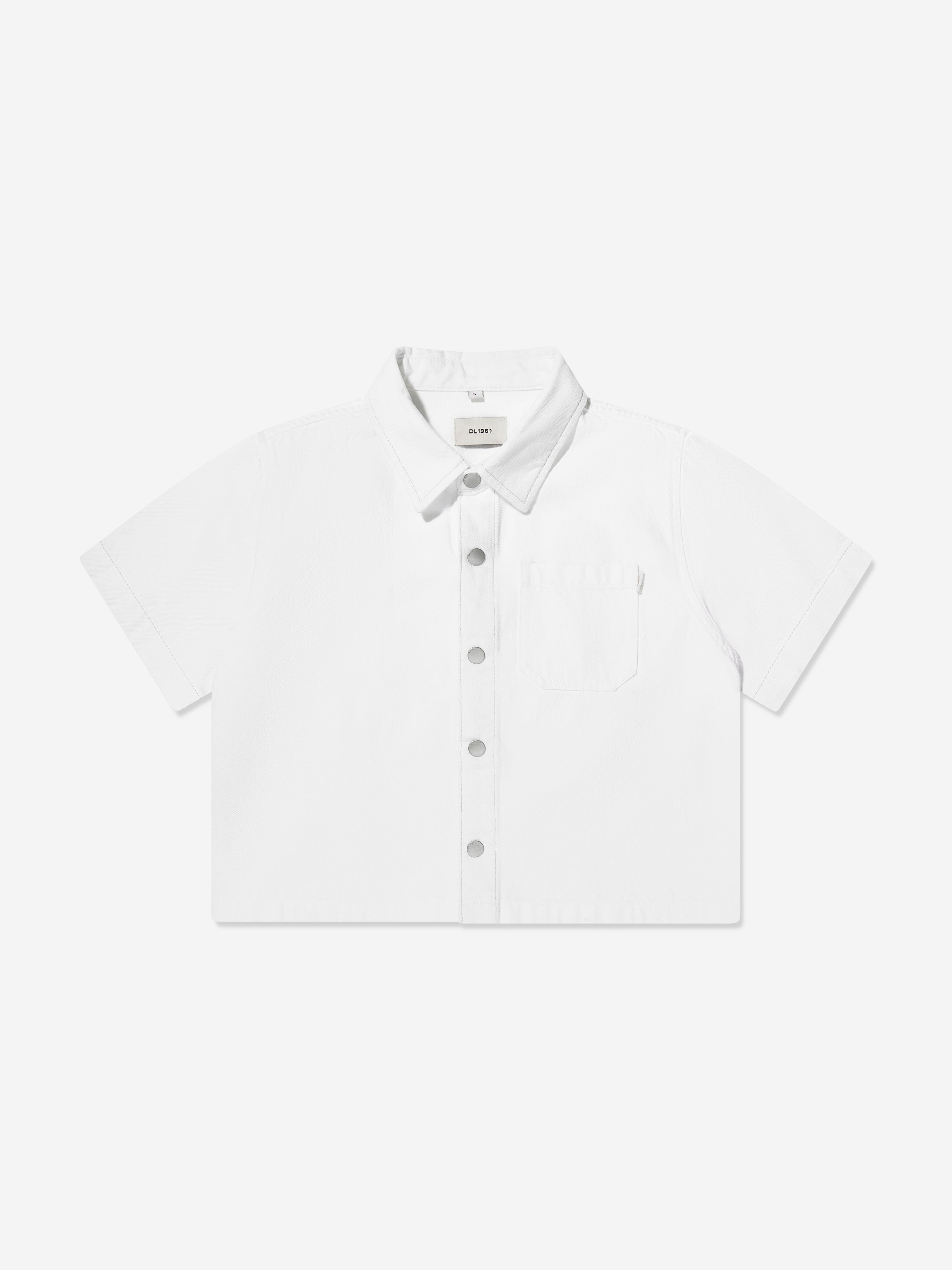 DL1961 Boys Short Sleeve Ash Shirt in White