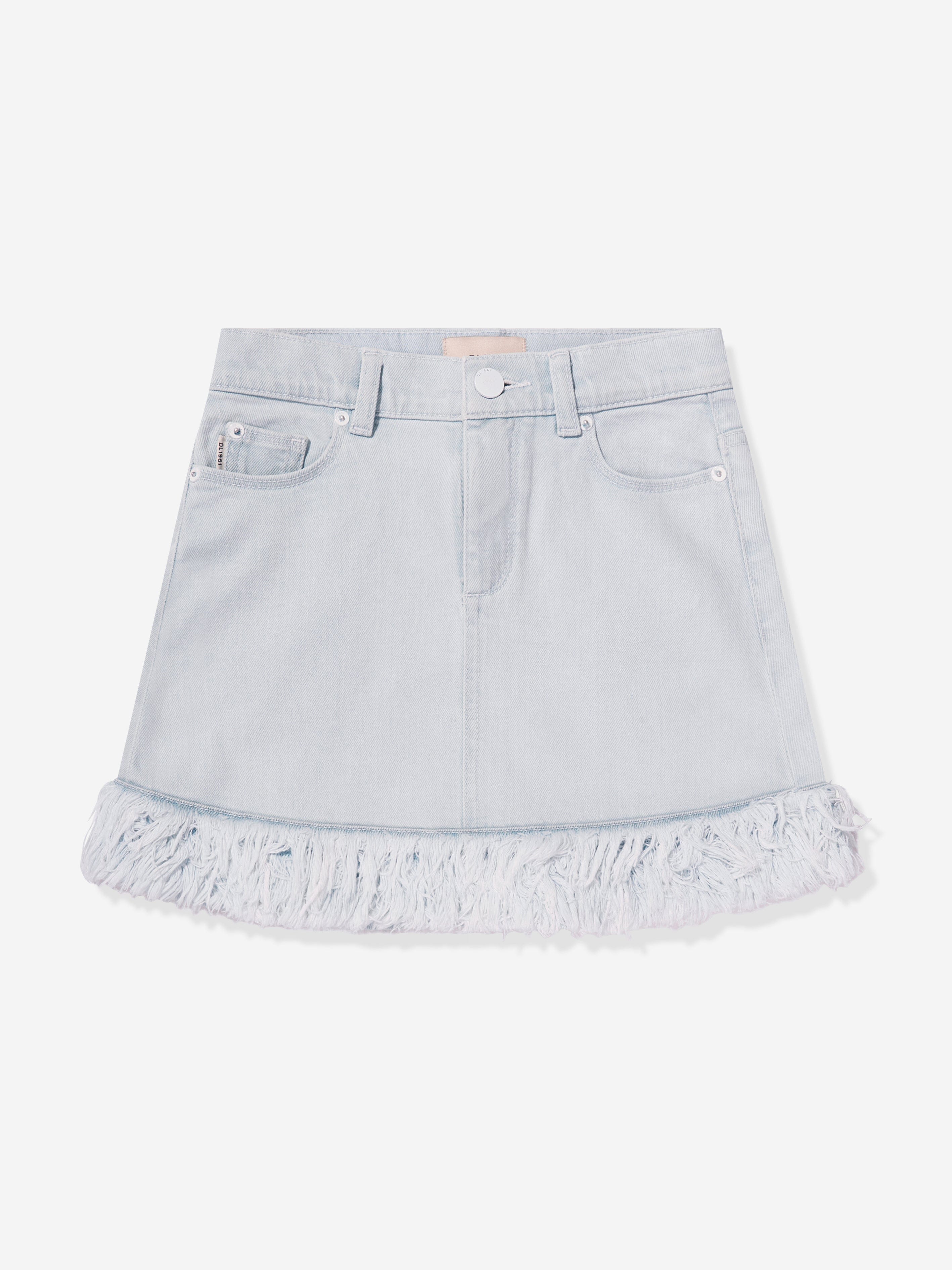 DL1961 Girls Jenny Denim Fur Mini Skirt in Blue