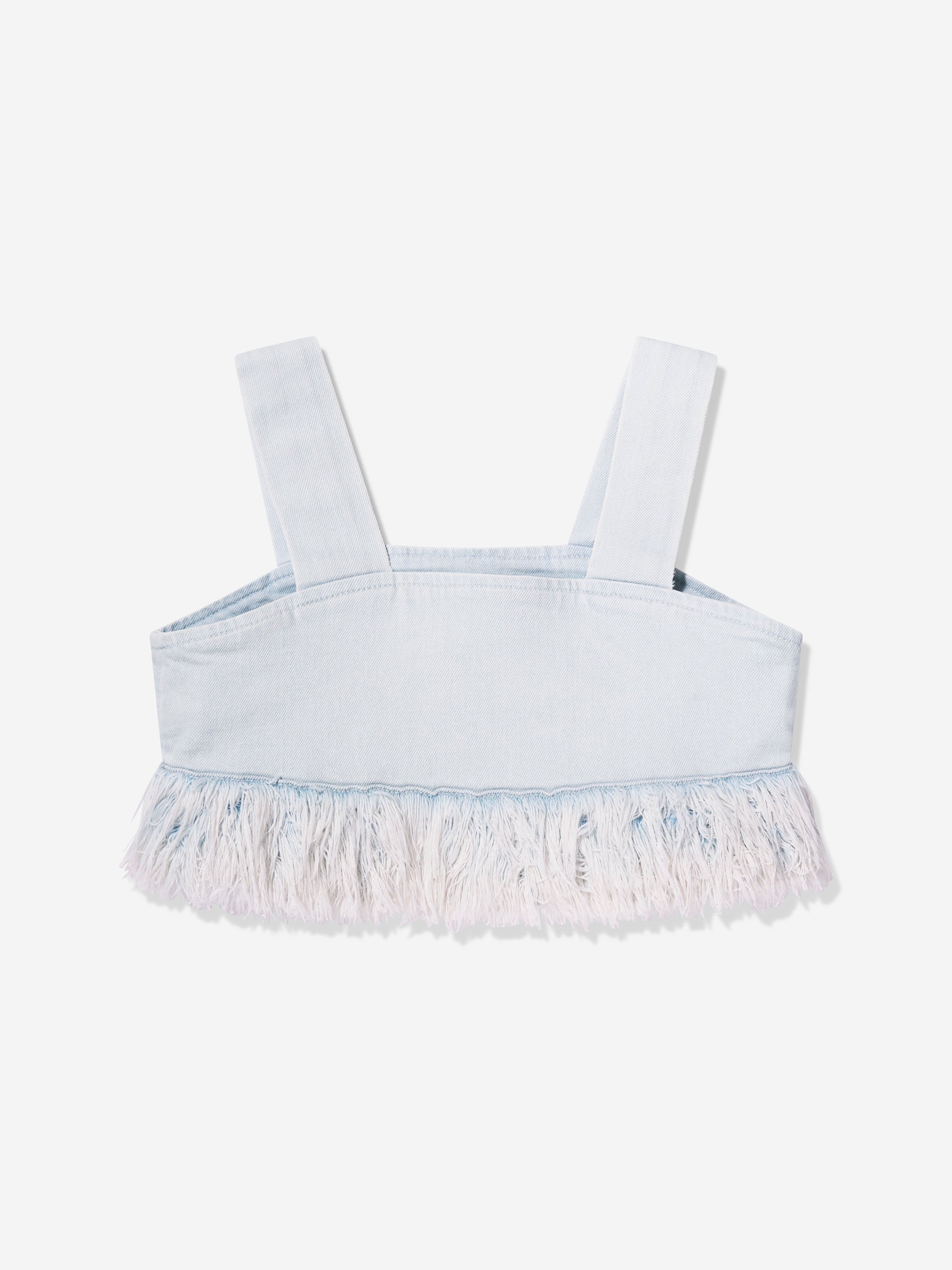 DL1961 Girls Cora Denim Fur Crop Top in Blue