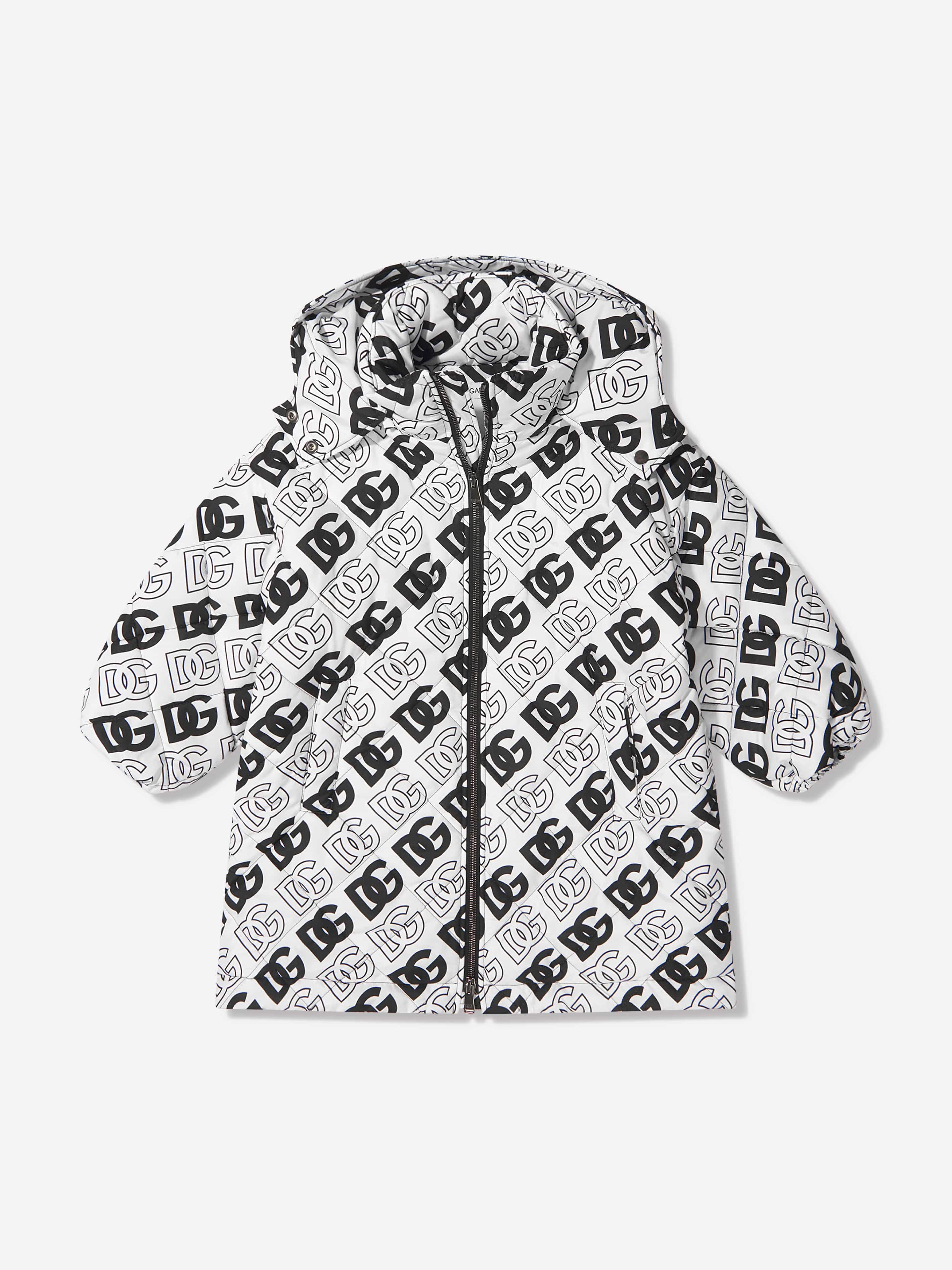 Dolce & Gabbana Kids All Over Logo Print Hooded Jacket