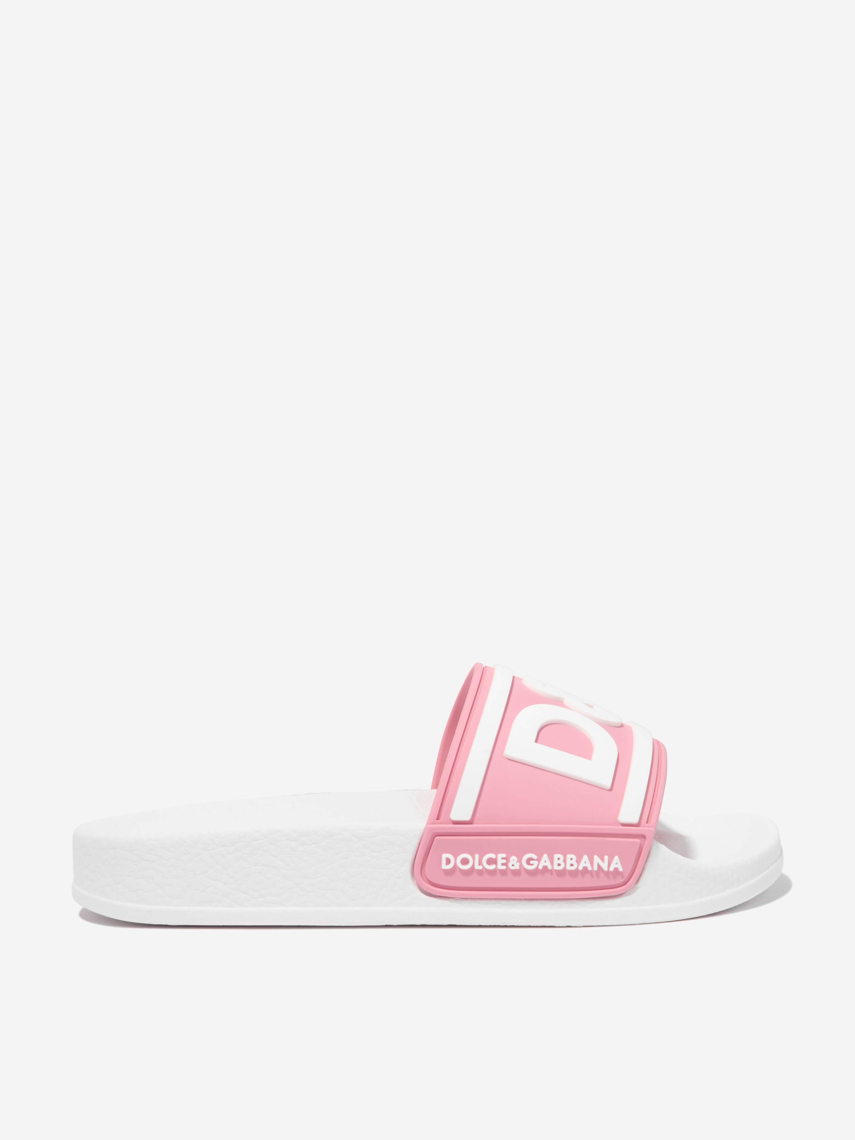 Dolce & Gabbana Girls Logo Sliders in Pink