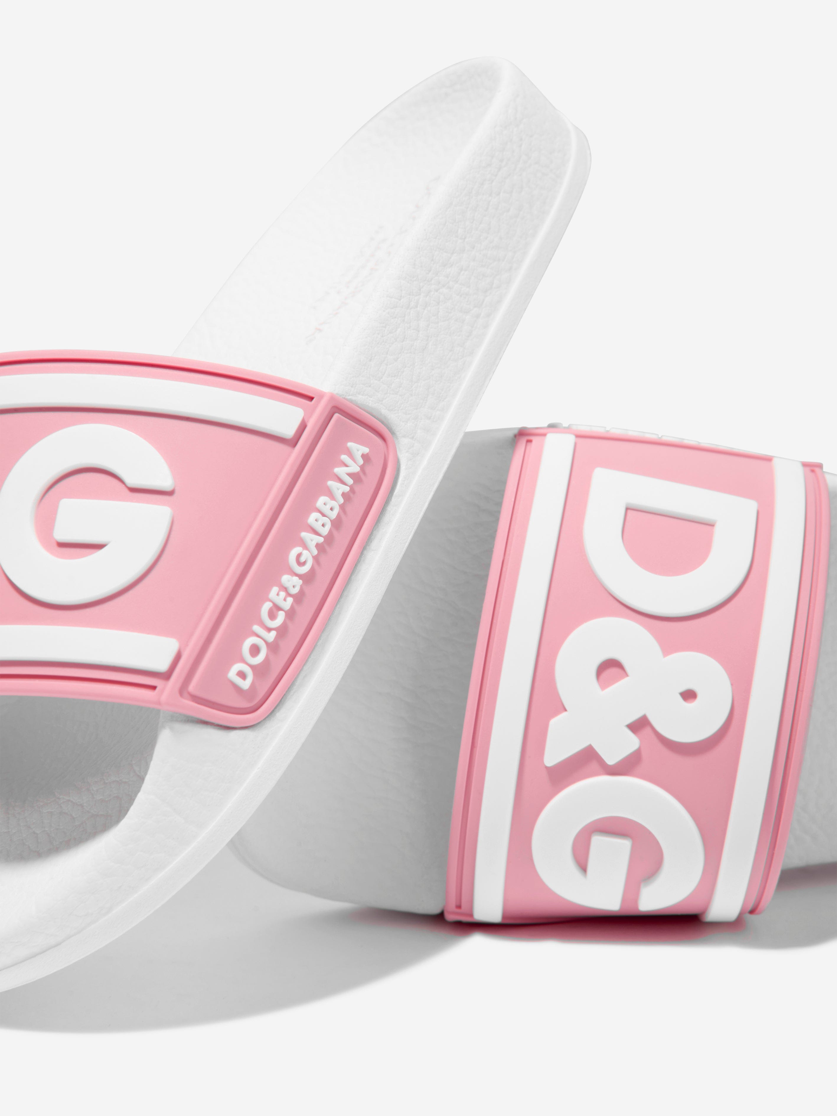 Dolce & Gabbana Girls Logo Sliders in Pink