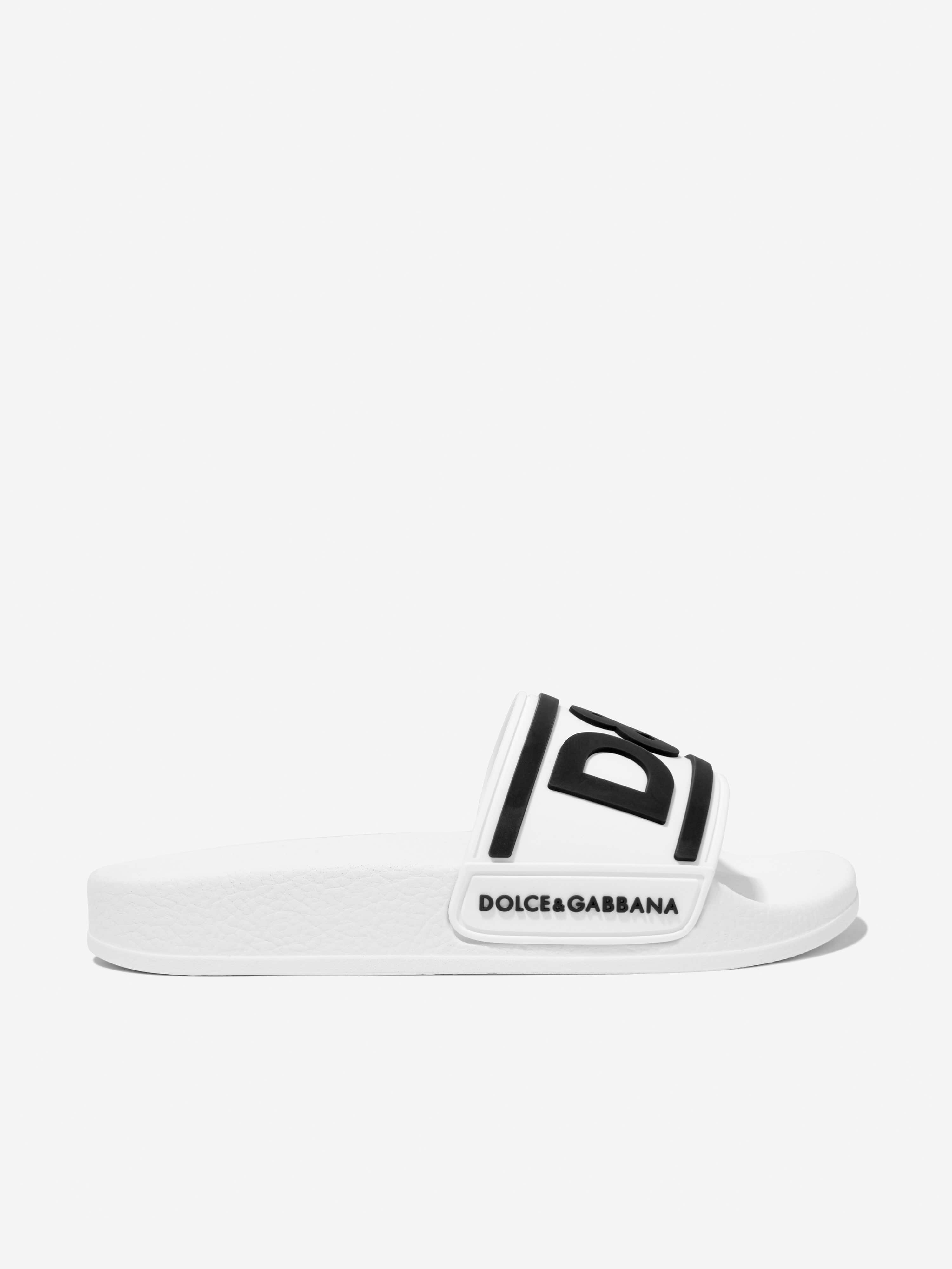 Dolce & Gabbana Kids Logo Sliders in White