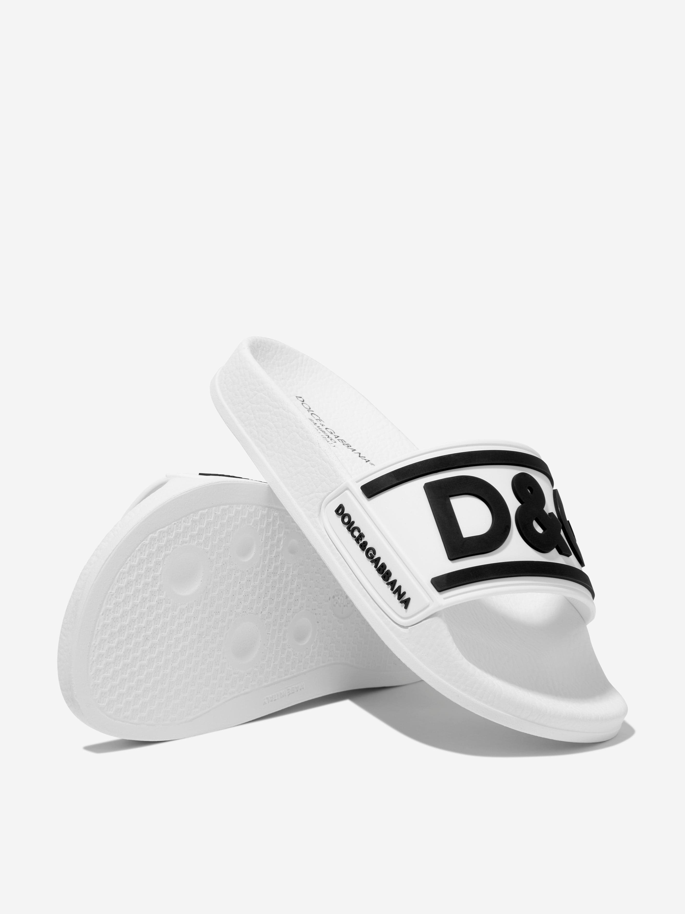 Dolce & Gabbana Kids Logo Sliders in White