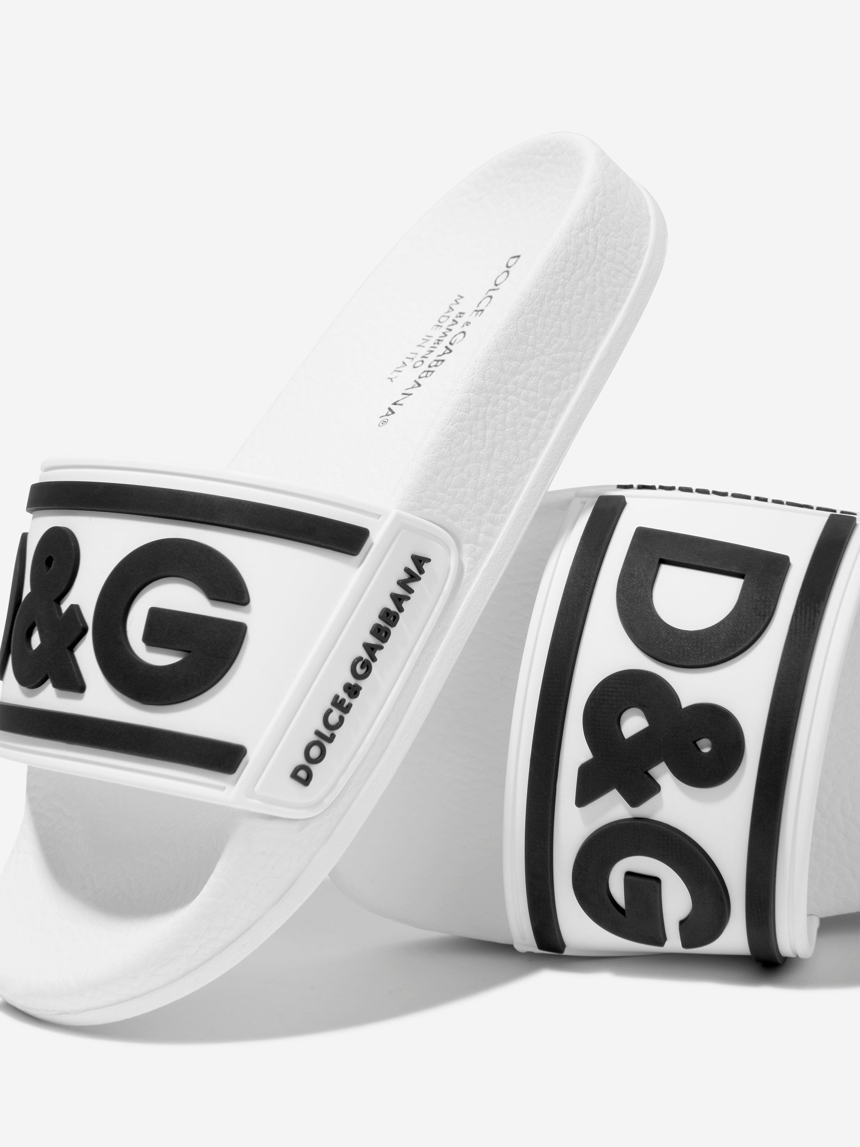 Dolce & Gabbana Kids Logo Sliders in White