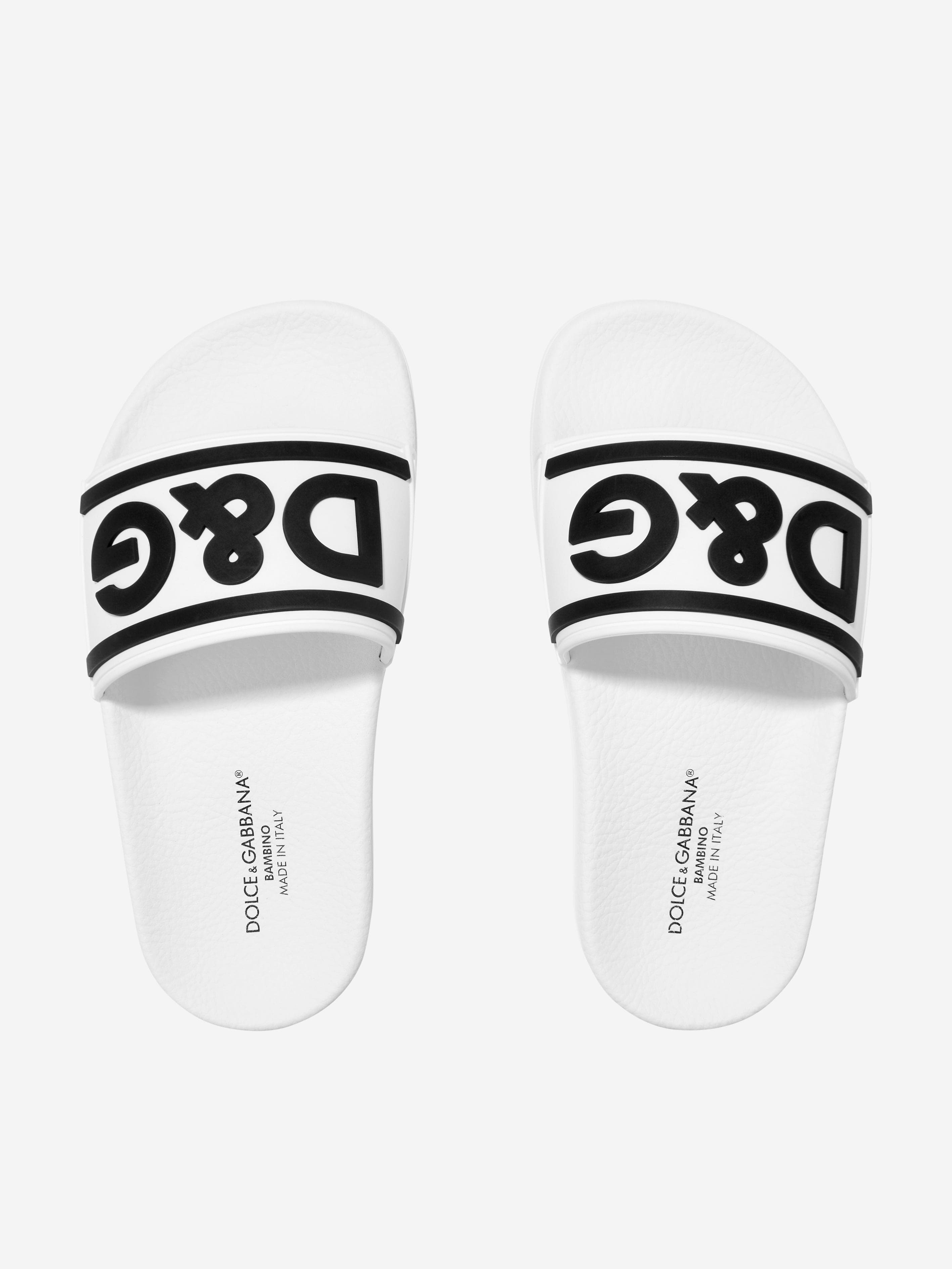 Dolce & Gabbana Kids Logo Sliders in White