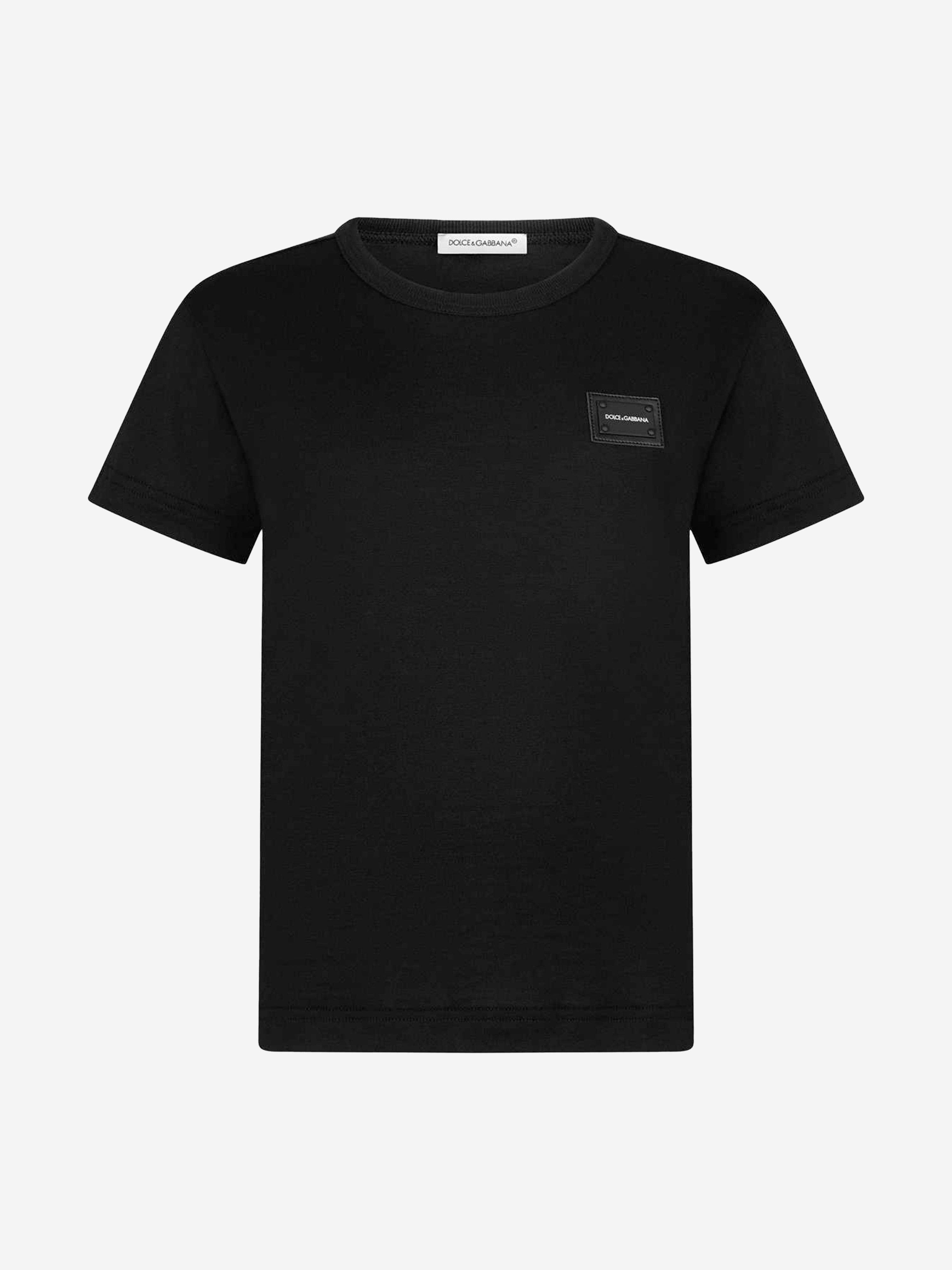 Dolce & Gabbana Boys Cotton Jersey Logo T-Shirt in Black