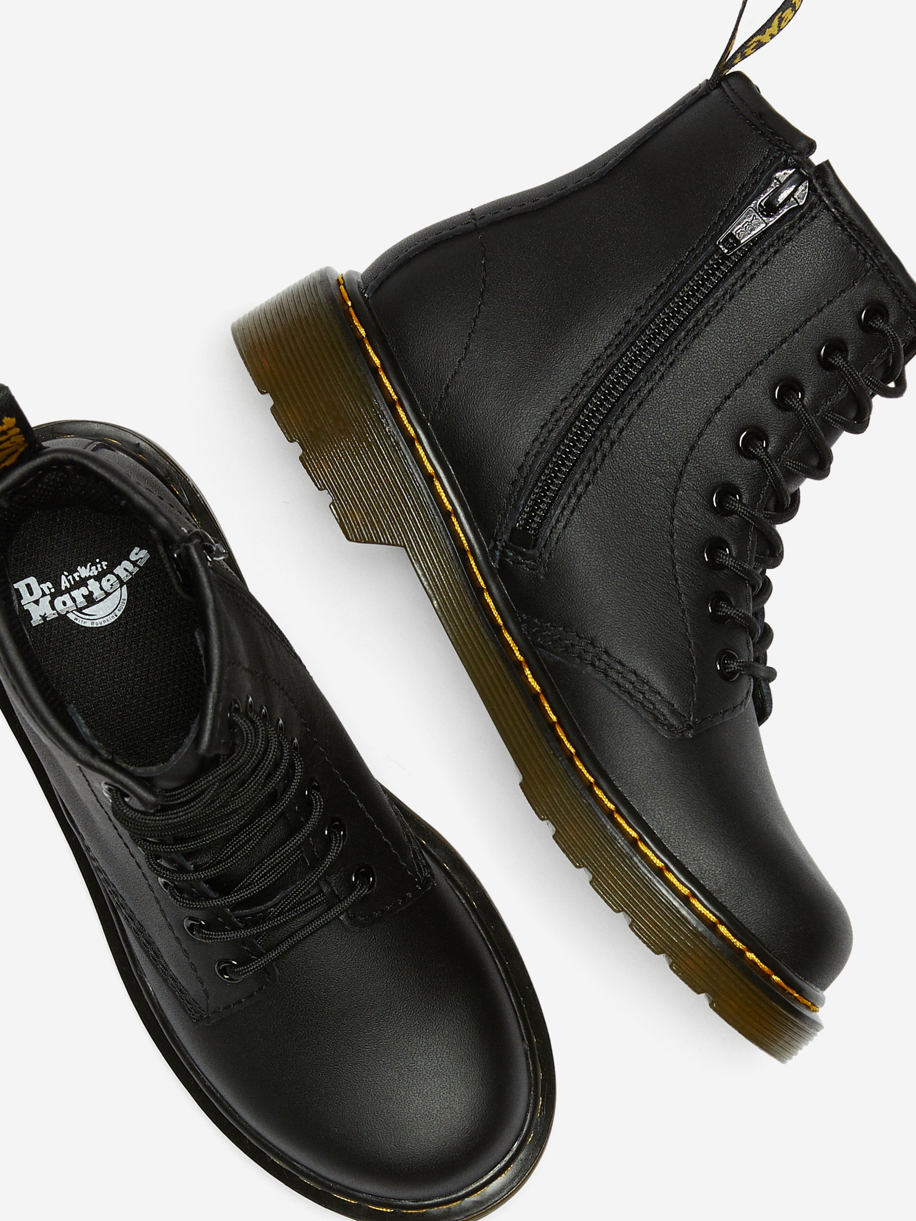 Dr Martens Kids 1460 Softy T Leather Lace Up Boots in Black