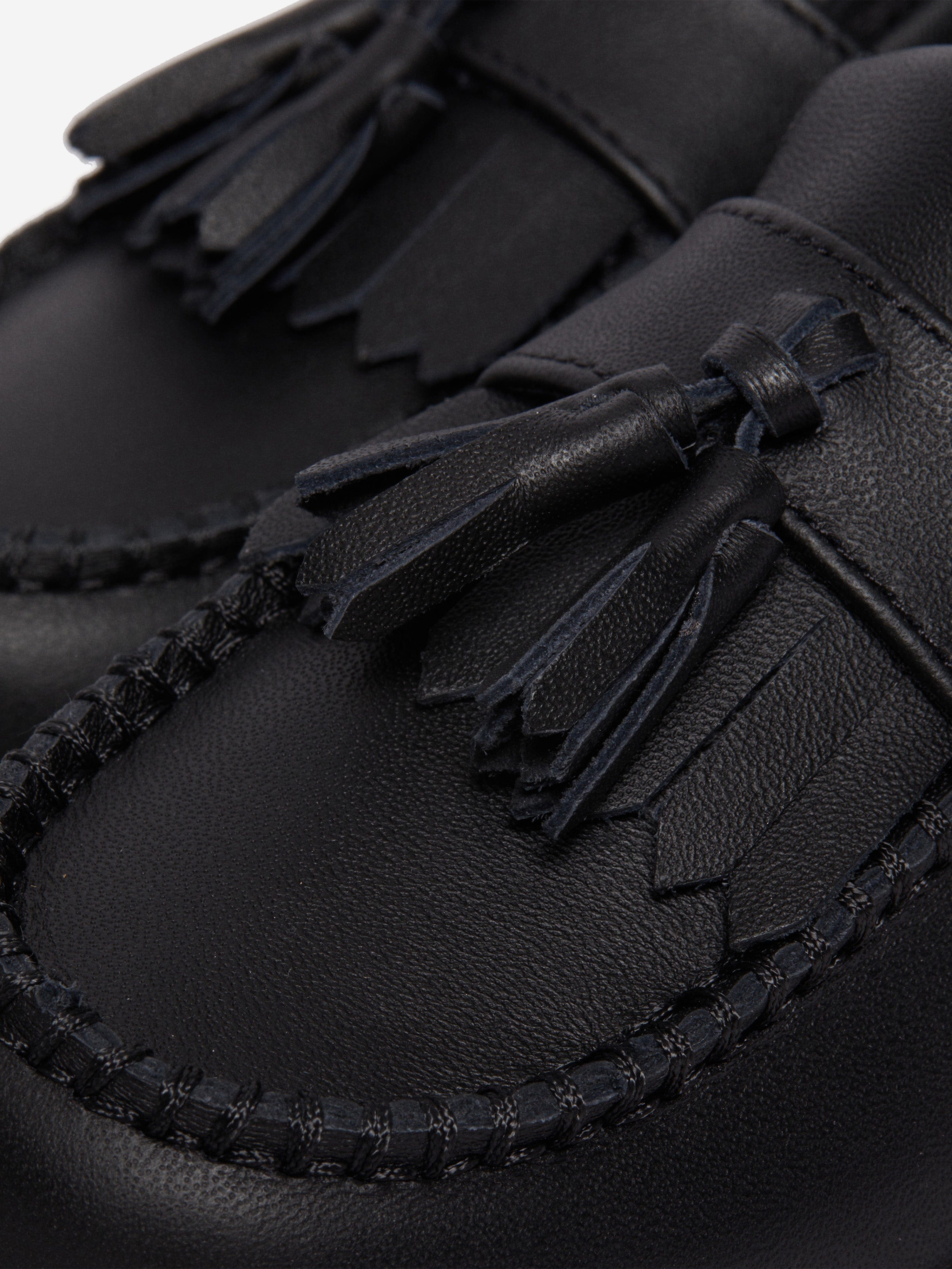 Dr Martens Boys Adrian Leather Tassel Loafers in Black