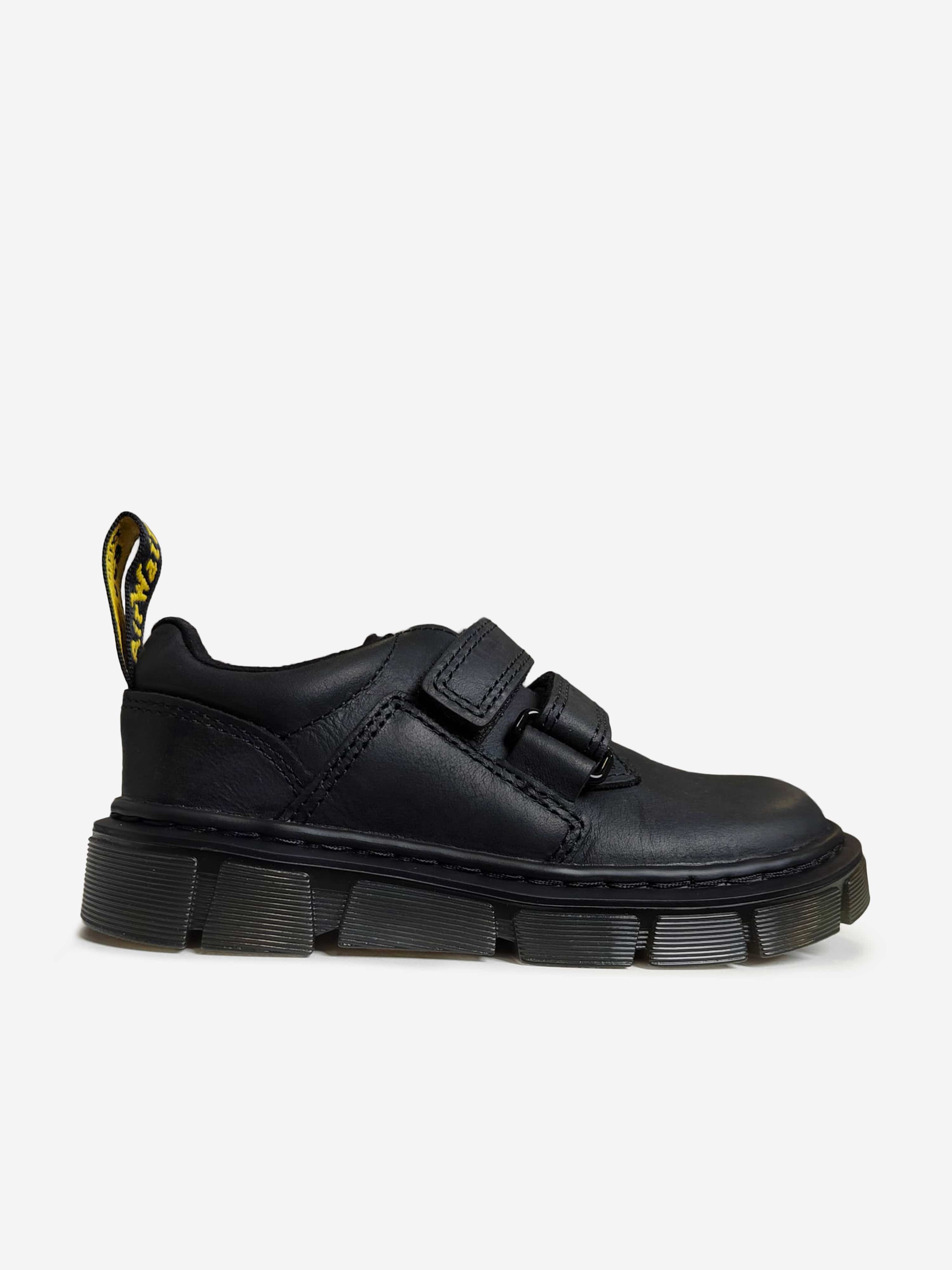 Dr Martens Boys Raffe Leather Strap Shoes in Black