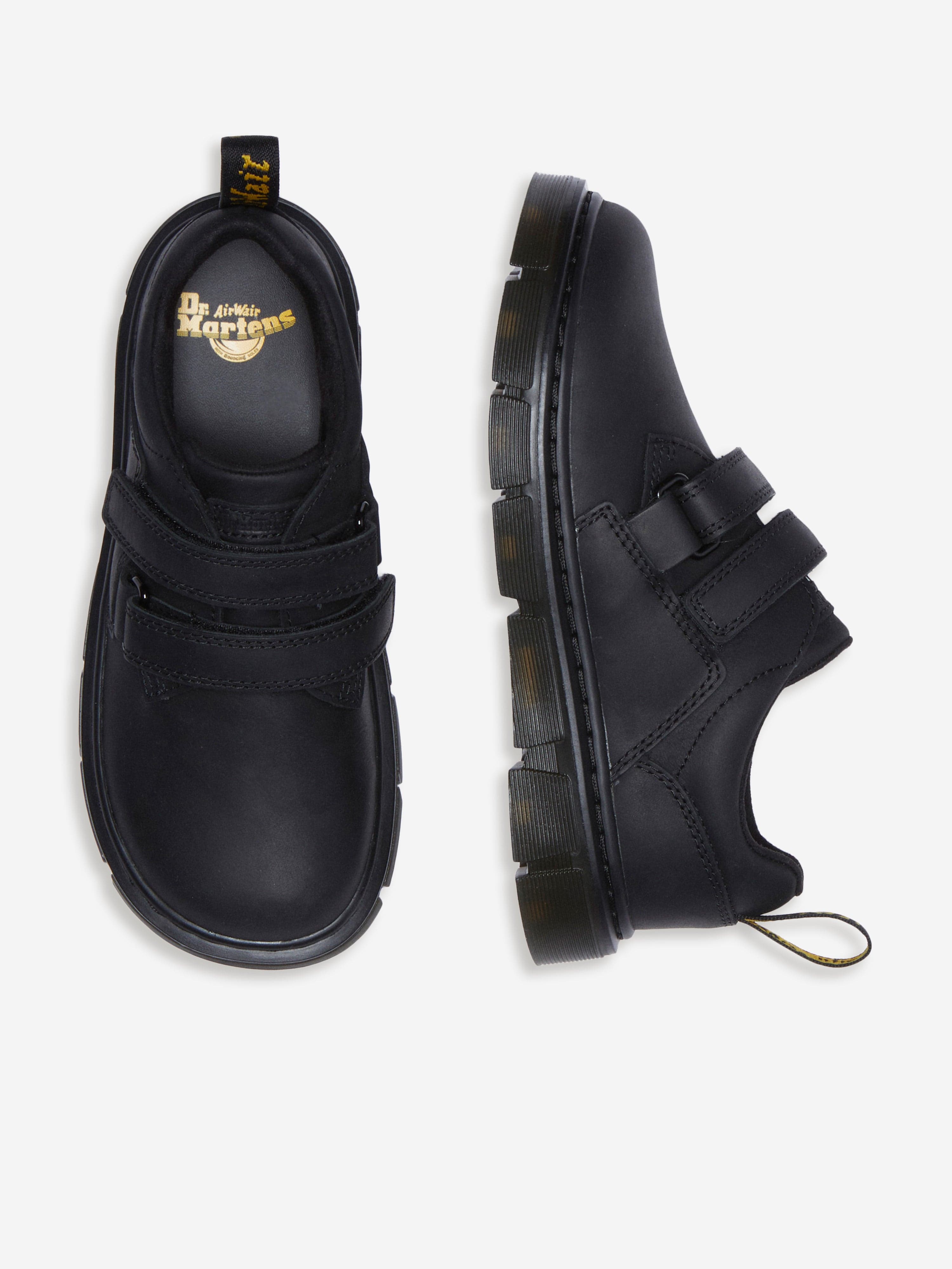 Dr Martens Boys Raffe Leather Strap Shoes in Black