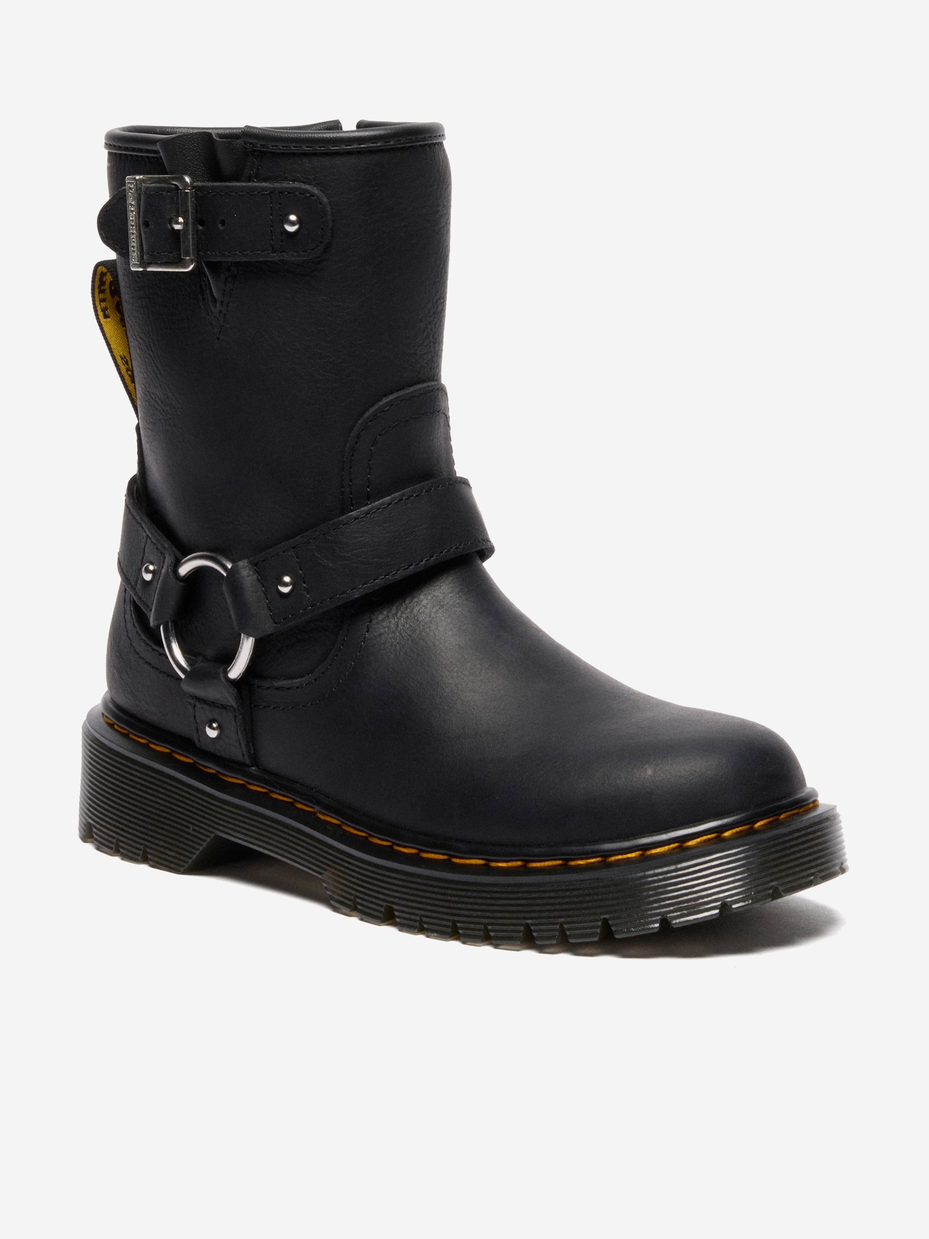 Dr Martens Kids Genaya Leather Rigger Boots in Black