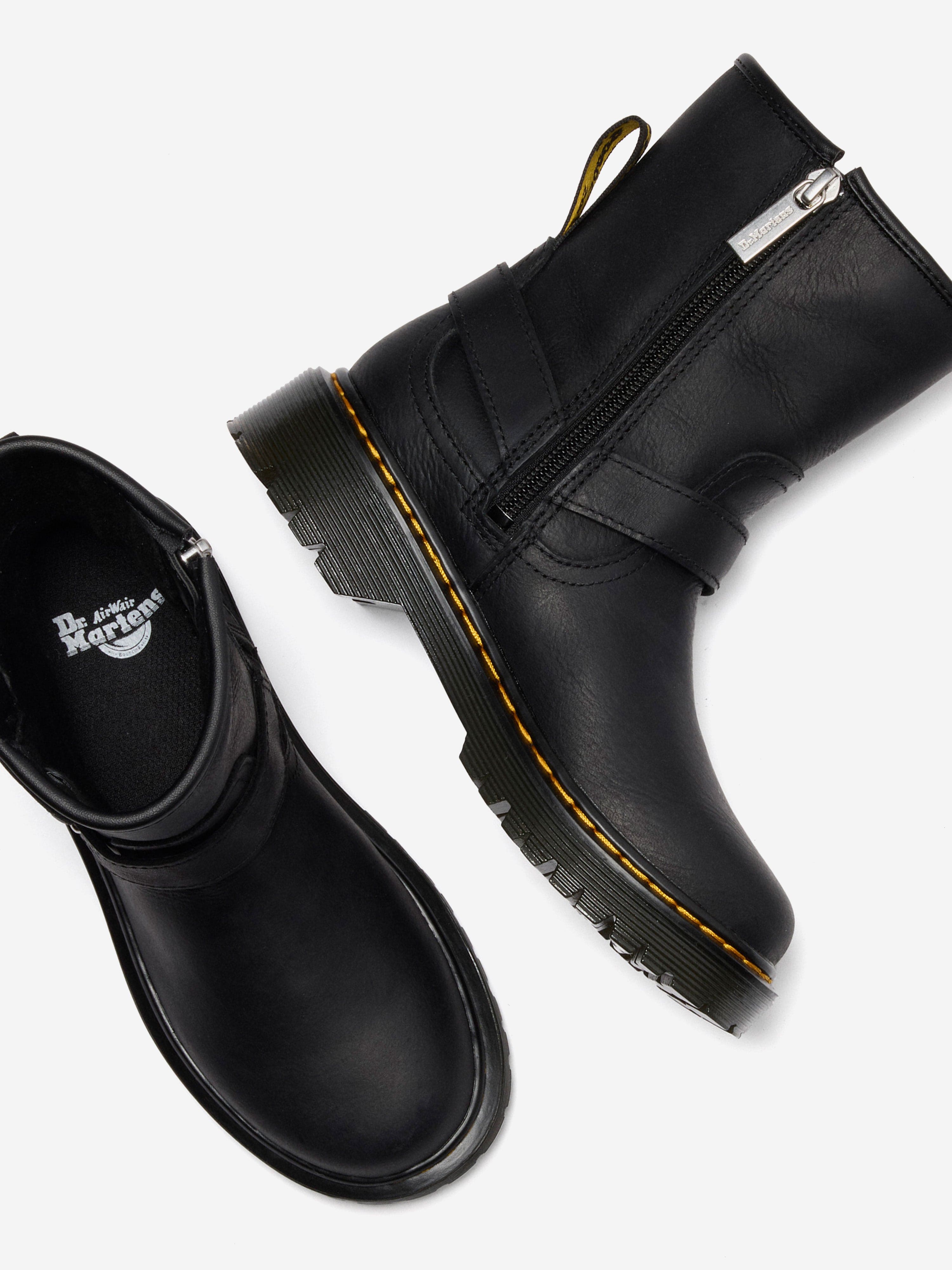 Dr Martens Kids Genaya Leather Rigger Boots in Black