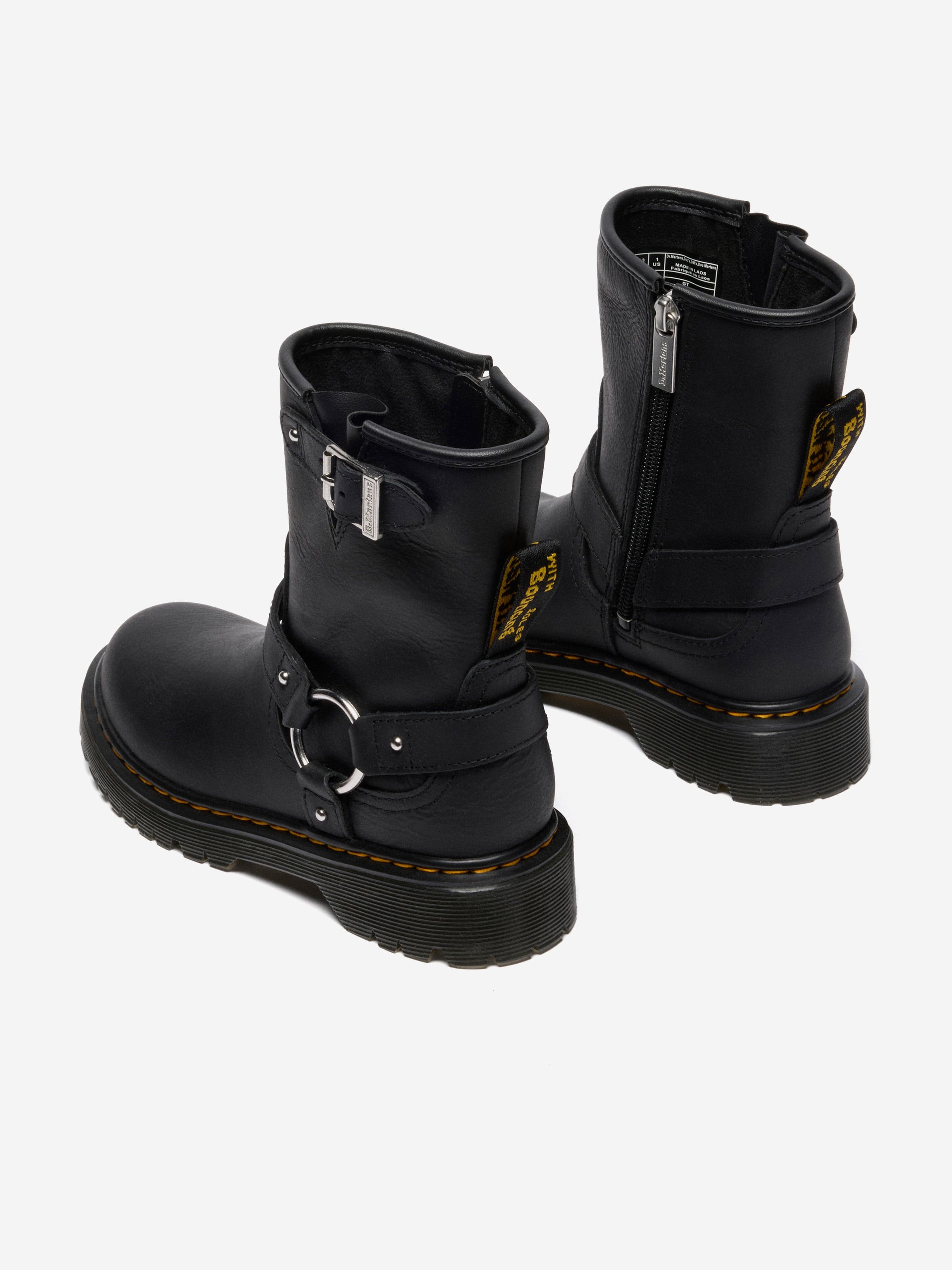 Dr Martens Kids Genaya Leather Rigger Boots in Black