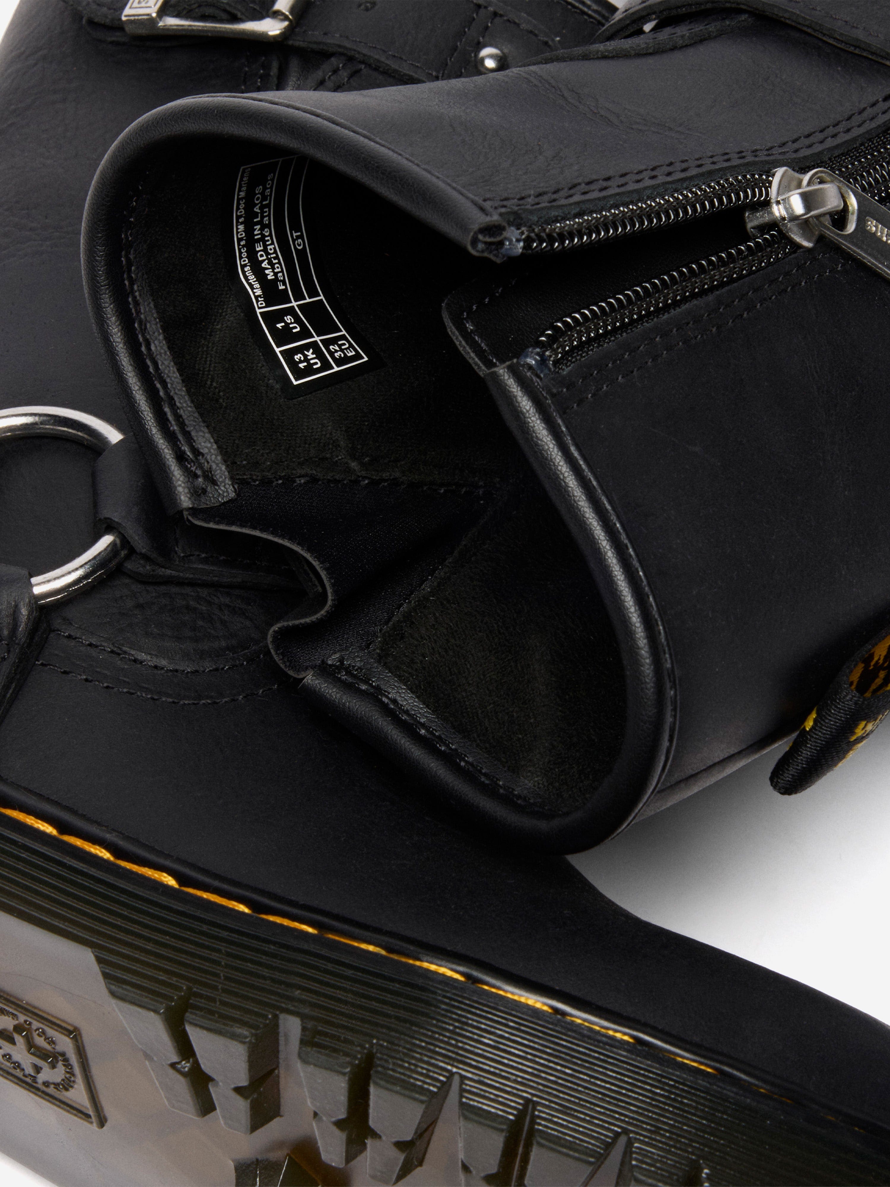 Dr Martens Kids Genaya Leather Rigger Boots in Black