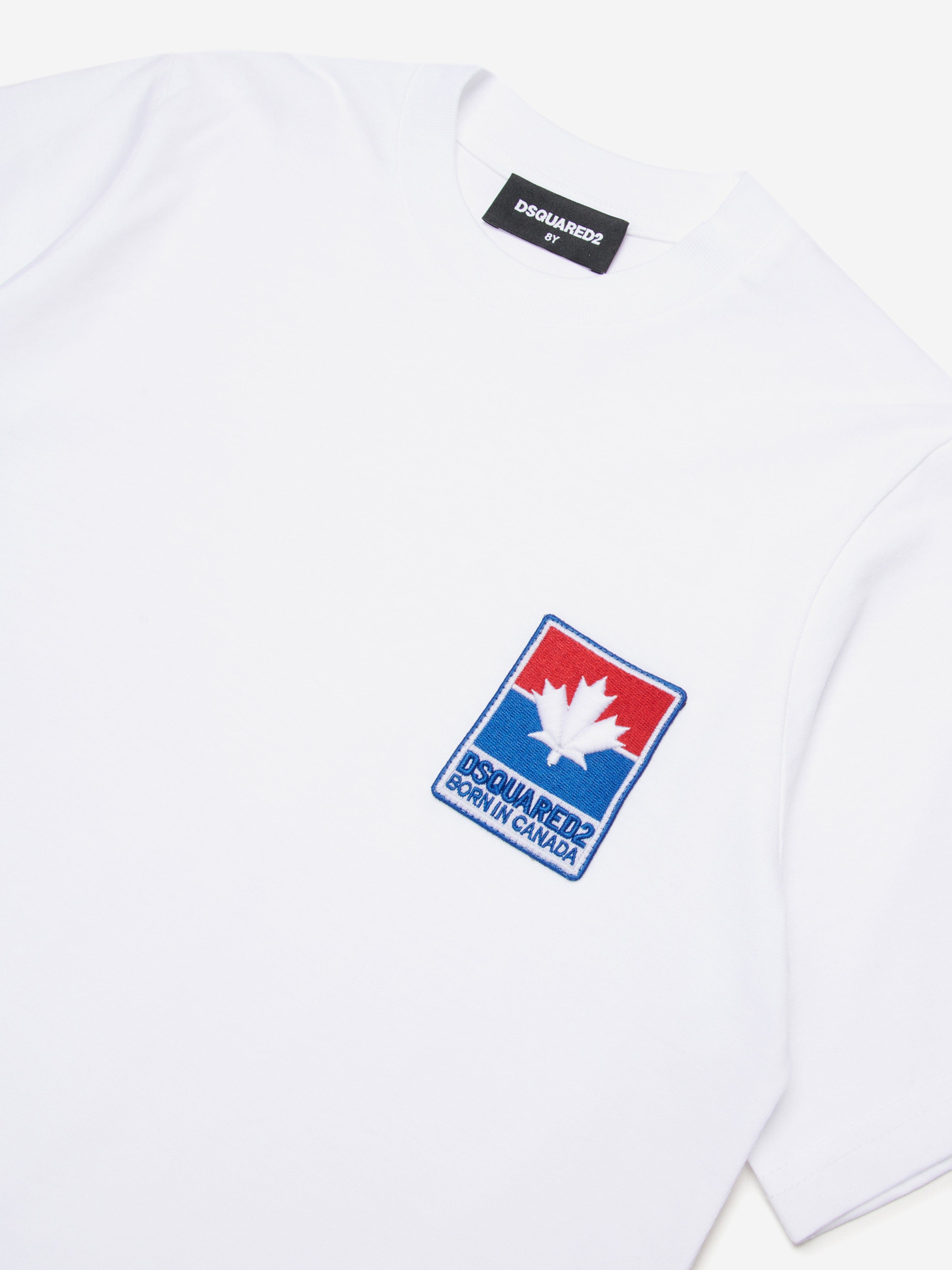 Dsquared2 Kids Maple Leaf Logo T-Shirt in White